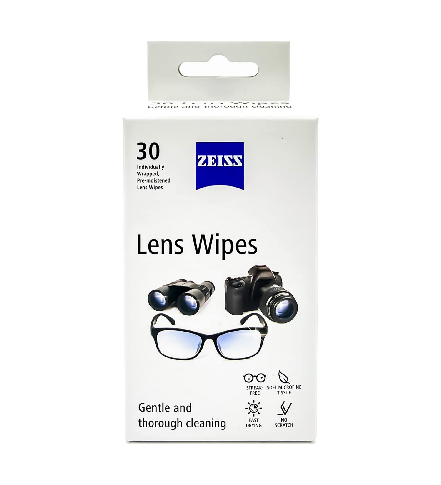 ZEISS Lens Cleaning Wipes - Pre-Moistened, Individually Wrapped for Coated Glass on Binoculars, Glasses, Sunglasses, Camera Lenses, and Scopes - 30 Count - Buy Online on GoSupps.com