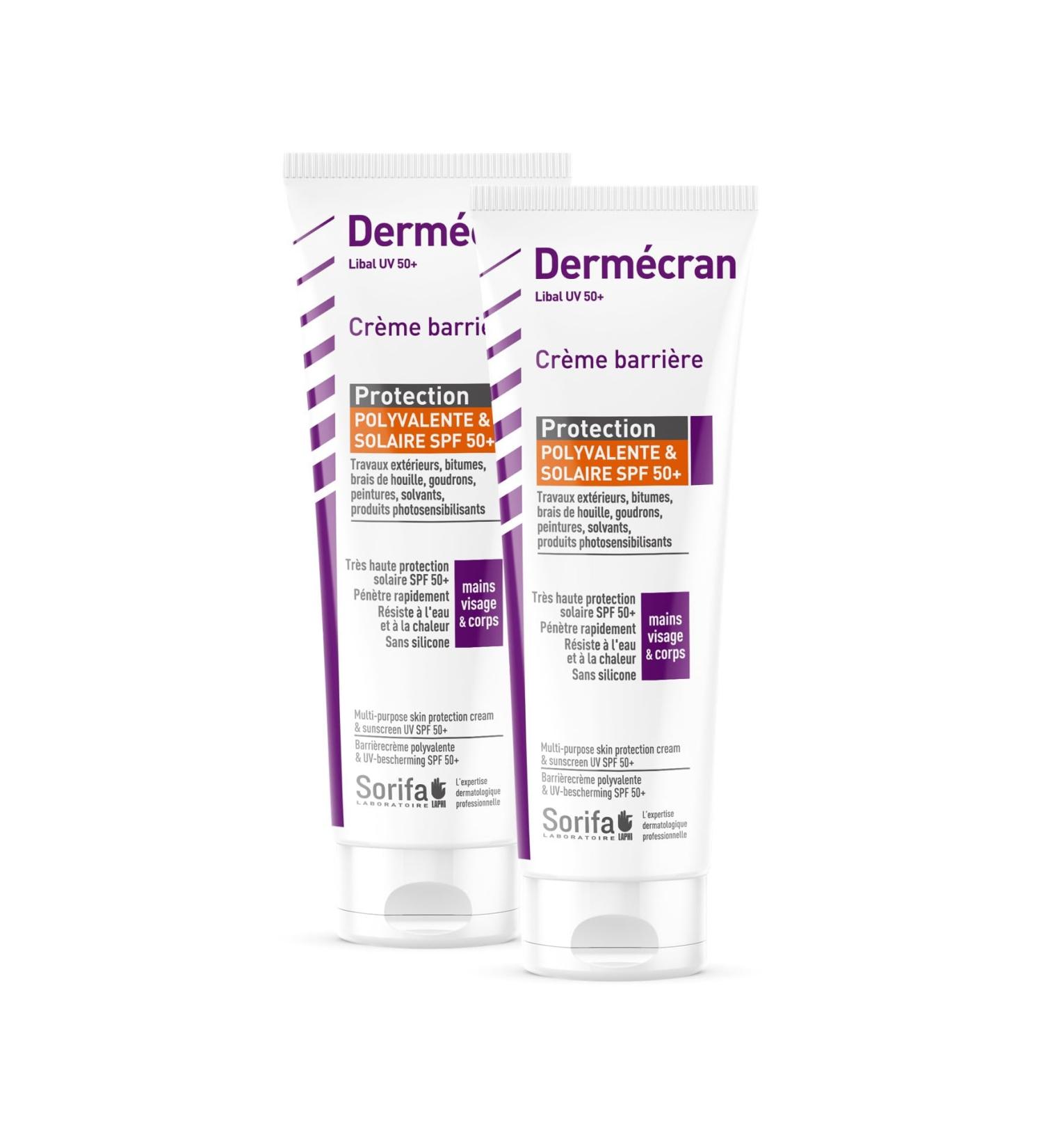 SORIFA - Pack of 2 - Derm cran - Barrier cream - Multi-purpose and sun protection SPF50+ - UV paint solvent oil pitch creosote tar - Hands face body - Fragrance-free - 100 ml tube. - Buy Online on GoSupps.com