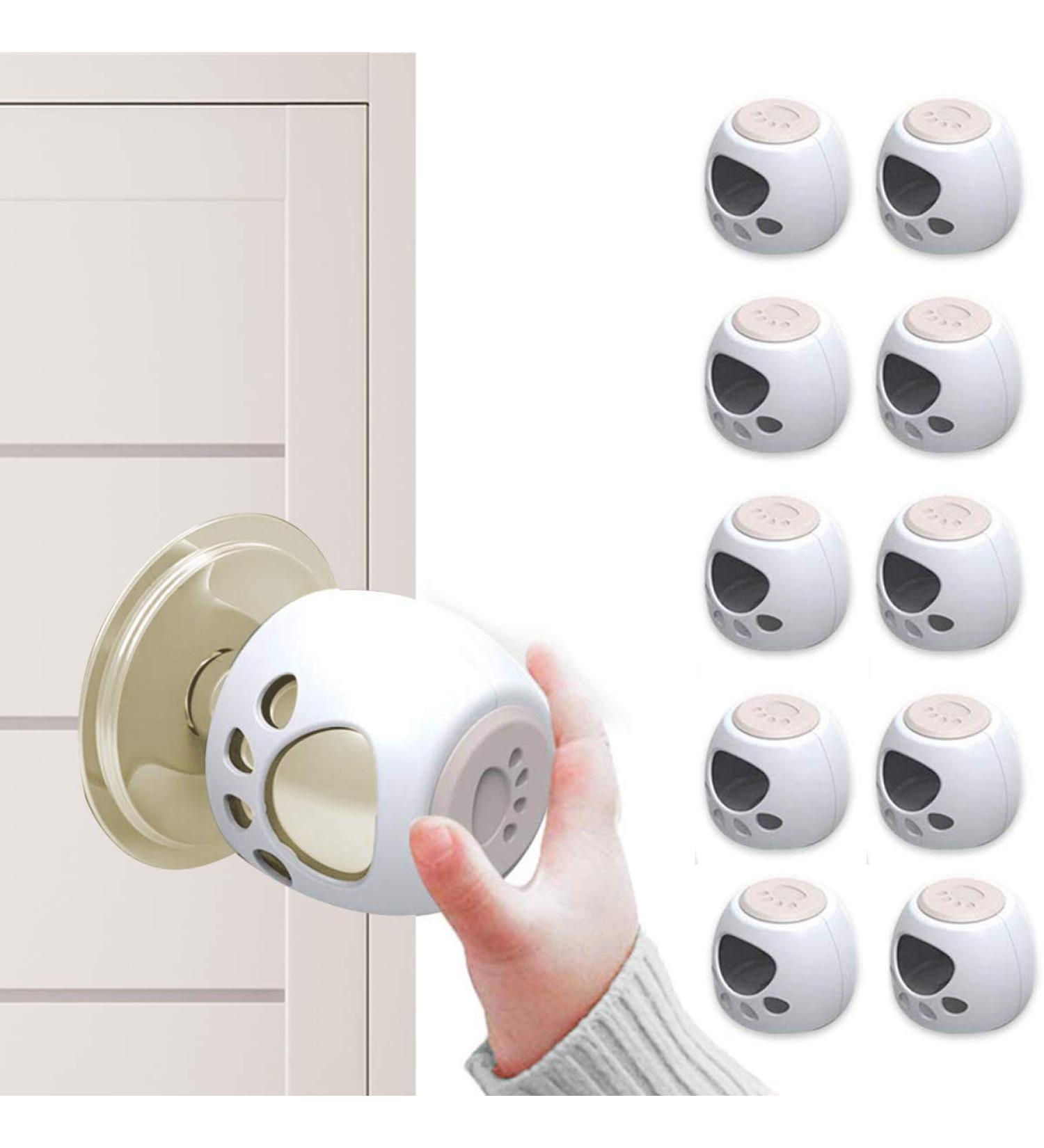 Jakuva 10 Pack Child Proof Door Knob Safety Cover - Lockable Design for Children Safety (White) - Buy Online on GoSupps.com