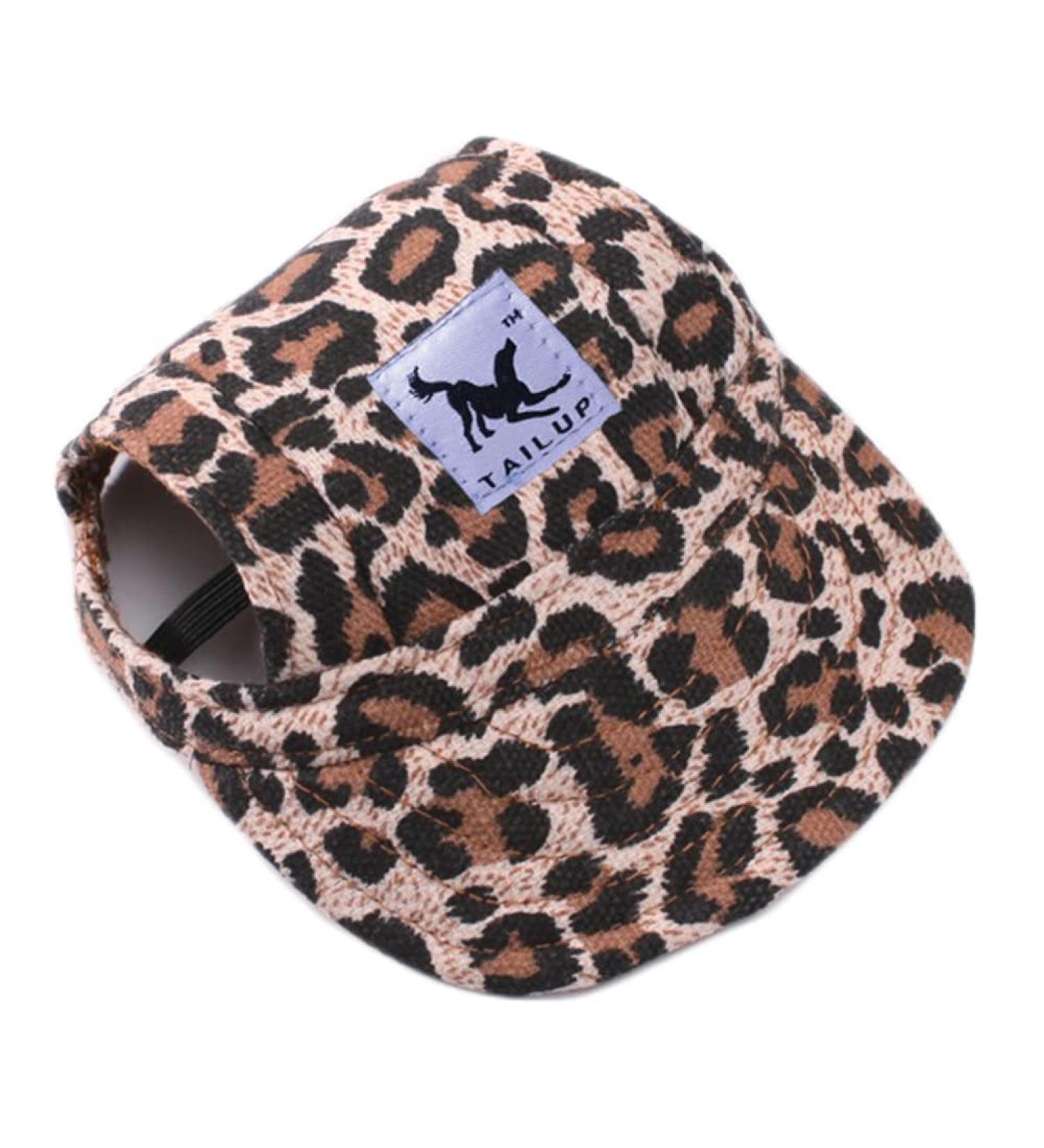 XL Leopard Baseball Cap for Dogs - Sun Protection Adjustable Chin Straps & Ear Holes | Outdoor Sport Pet Hat - Buy Online on GoSupps.com
