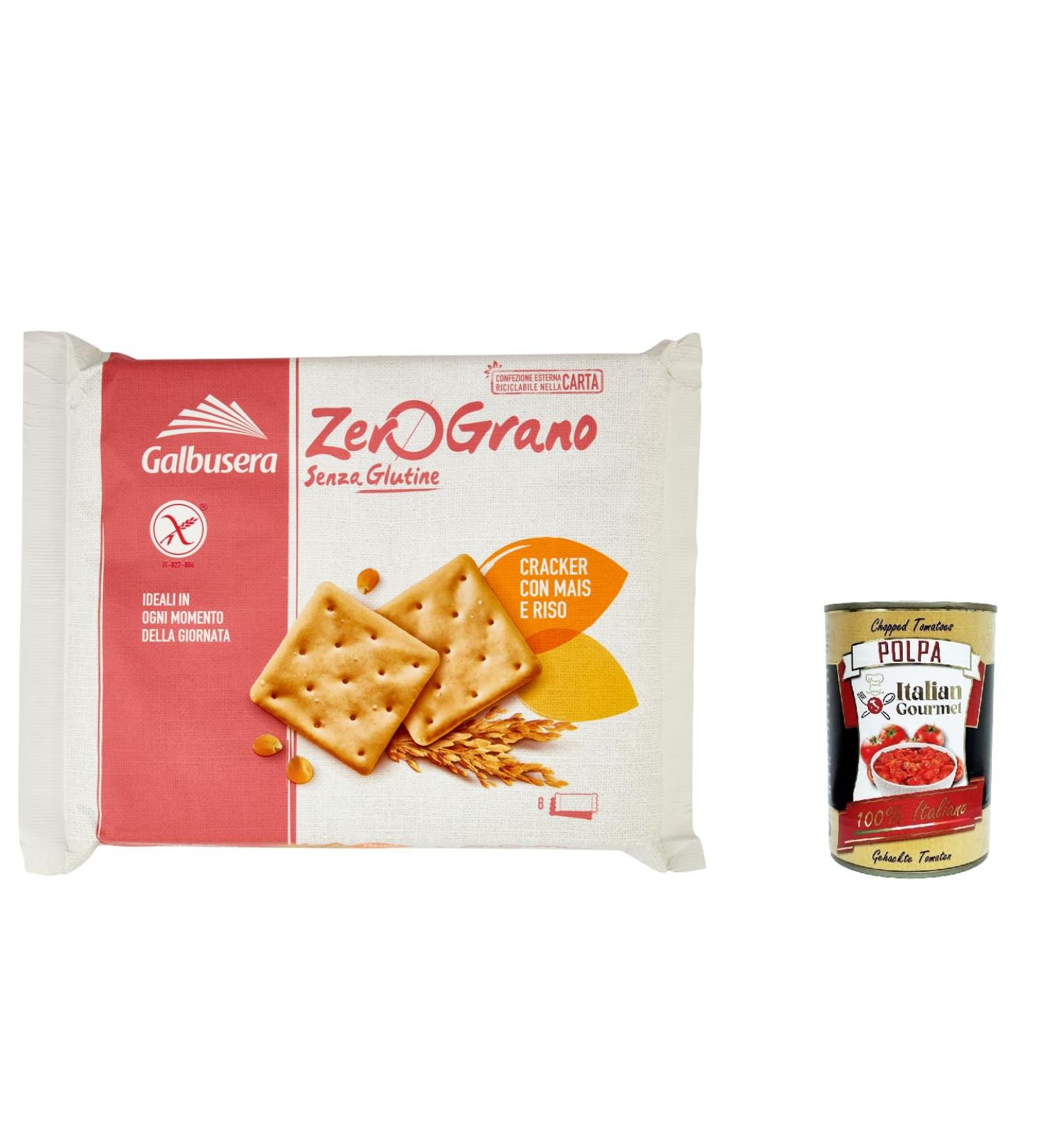 Galbusera Zero Grano Cracker with rice and corn 320 g gluten free lactose free + Italian Gourmet polpa 400 g - Buy Online on GoSupps.com