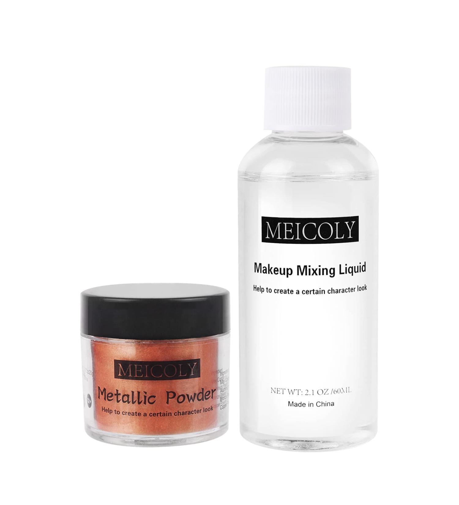 MEICOLY Metallic Face Body Paint Kit - High Pigment Metallic Powder with Makeup Mixing Liquid for Character Look Special Effects Makeup - Buy Online on GoSupps.com