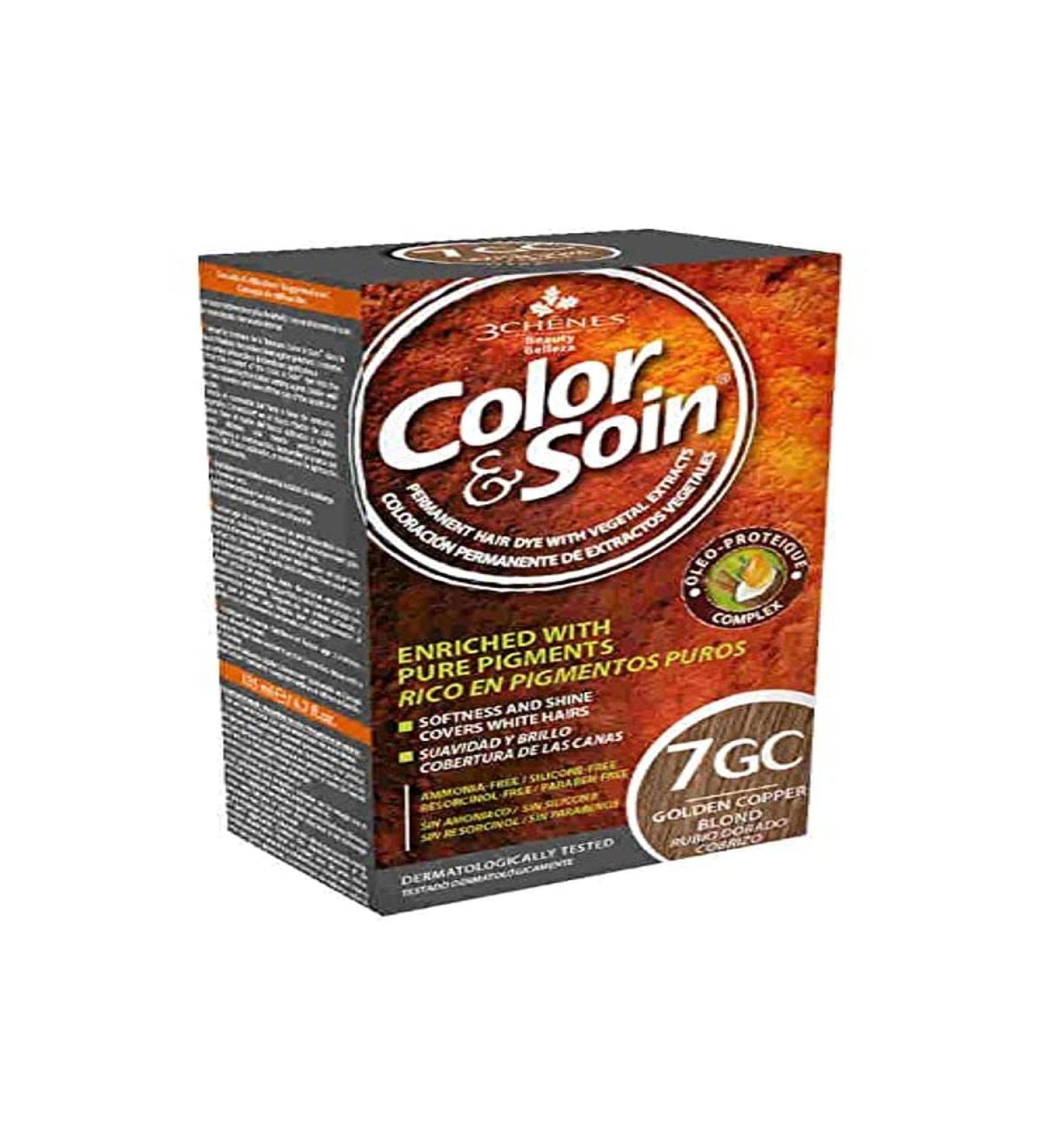 Les 3 Ch nes Color & Soin Permanent Color Care - Copper Golden Blond: 7GC
