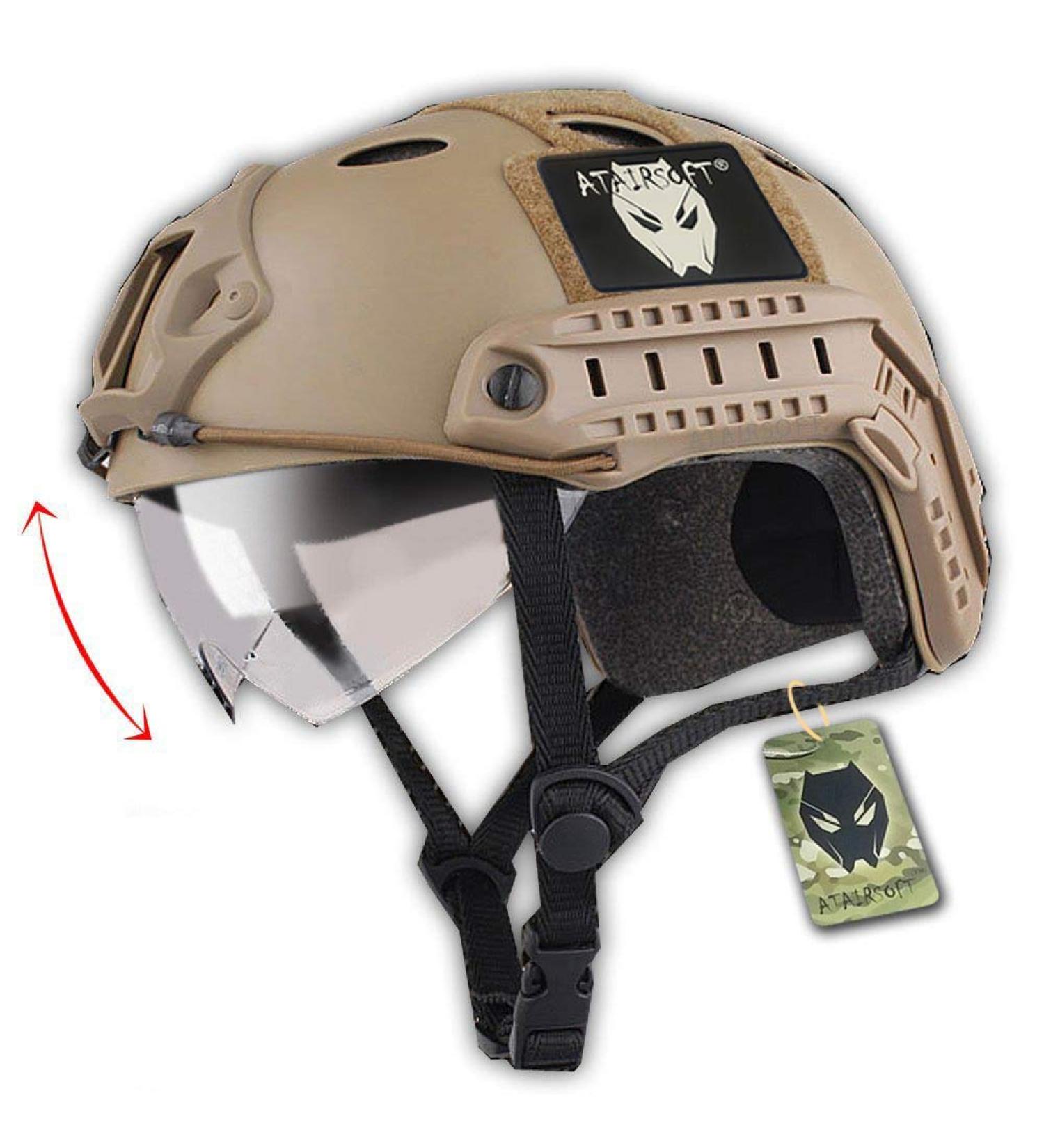 ATAIRSOFT PJ Tactical Fast Helmet with Visor Goggles - DE - Buy Online on GoSupps.com