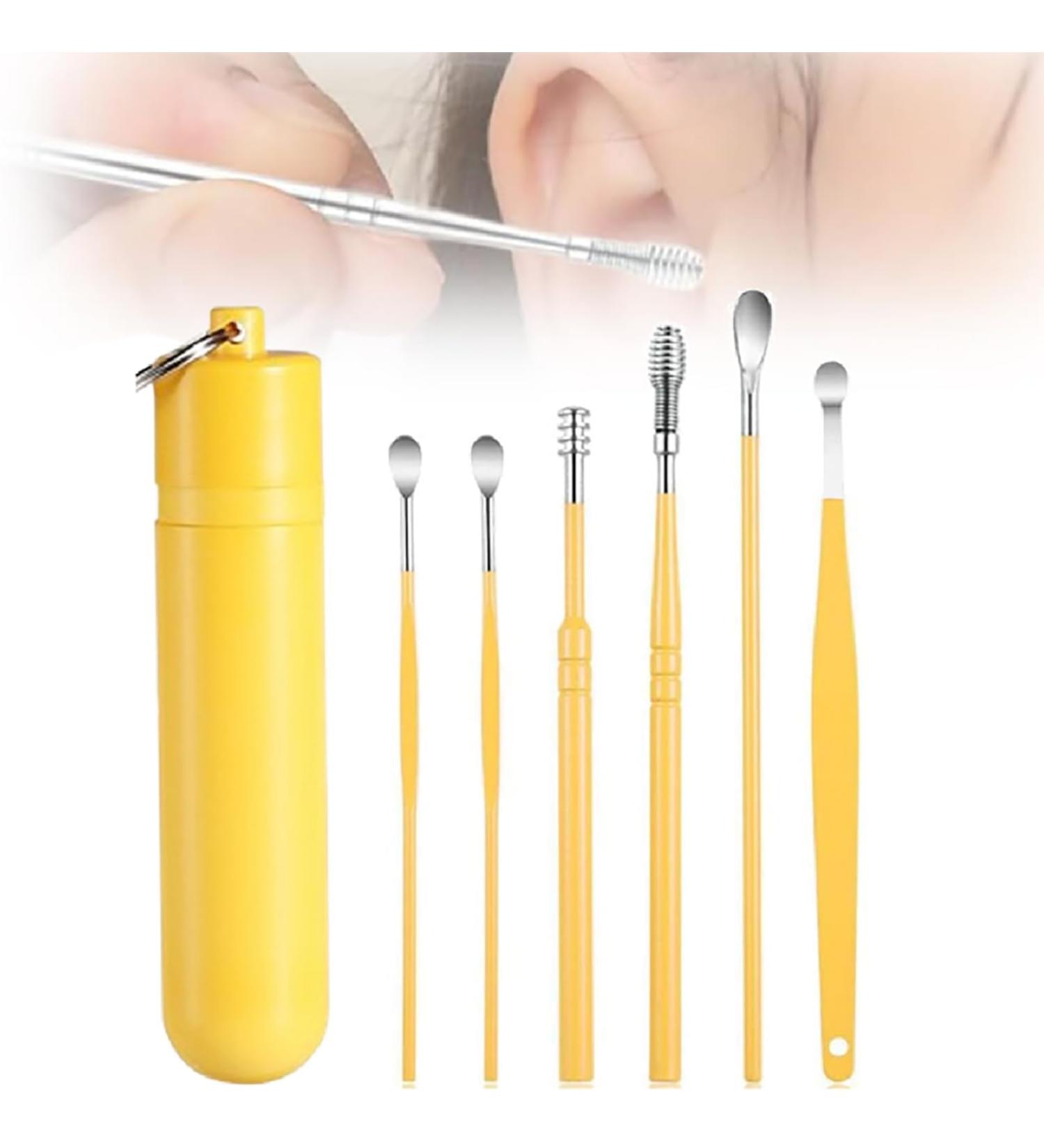 Earwax Cleaner Tool Set New Ear Cleaner Ear Pick Earwax Removal Kit Earwax Removal Tool with Portable Case Household Portable Manual Ear Wax Removal Kit (Yellow) - Buy Online on GoSupps.com