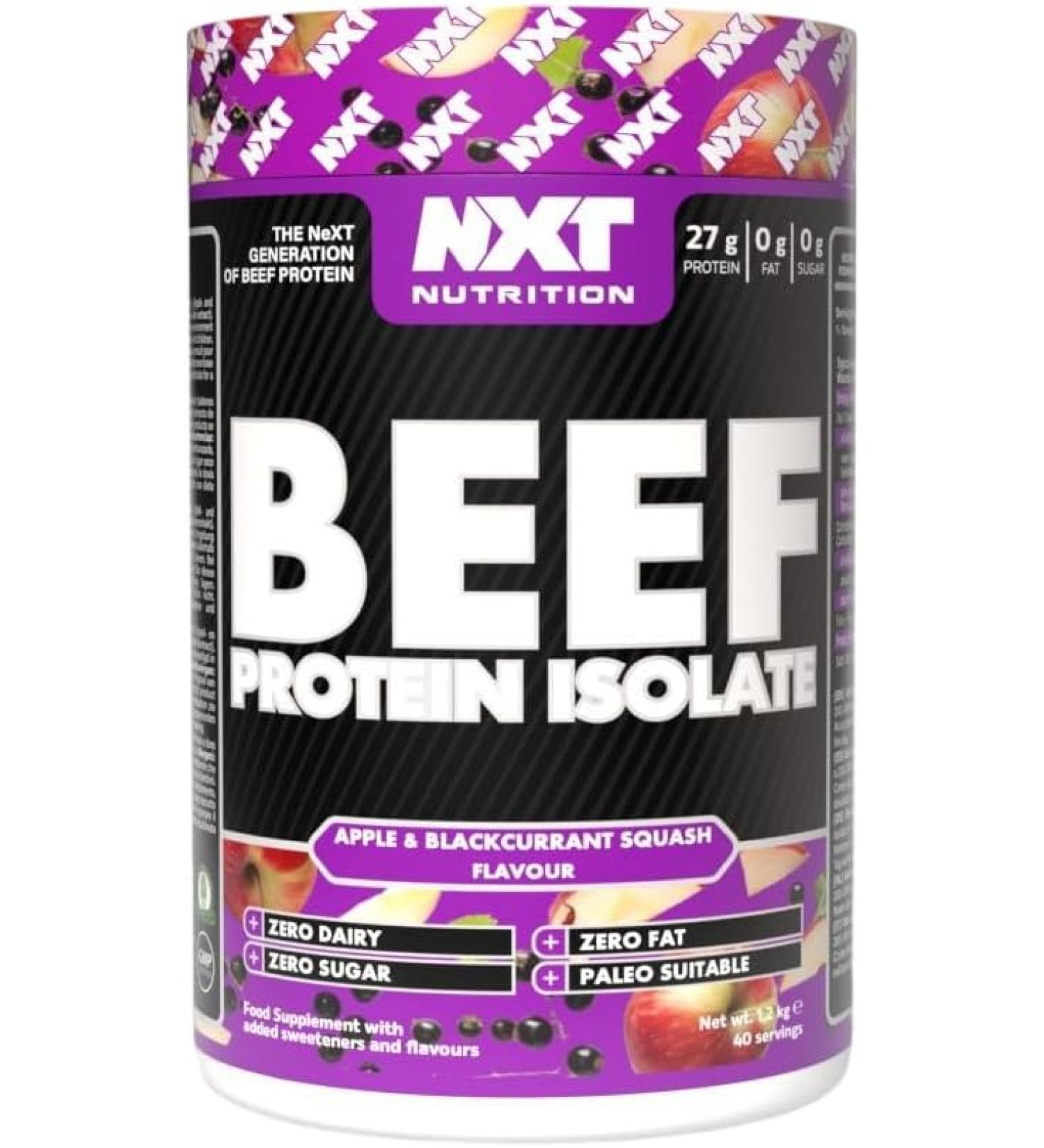NXT Nutrition - Beef Protein Isolate Powder - Keto Friendly - Dairy and Gluten Free - Muscle Recovery | 1.2kg - Apple and Blackcurrent - Buy Online on GoSupps.com