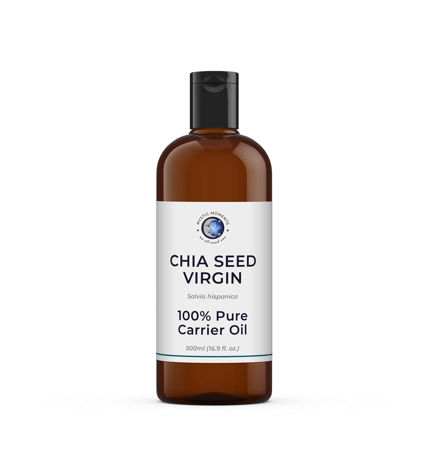 Mystic Moments Chia Seed Virgin Carrier Oil 500ml | Pure & Natural Vegan Oil for Hair Face Nails Aromatherapy & Massage - GMO Free - Buy Online on GoSupps.com