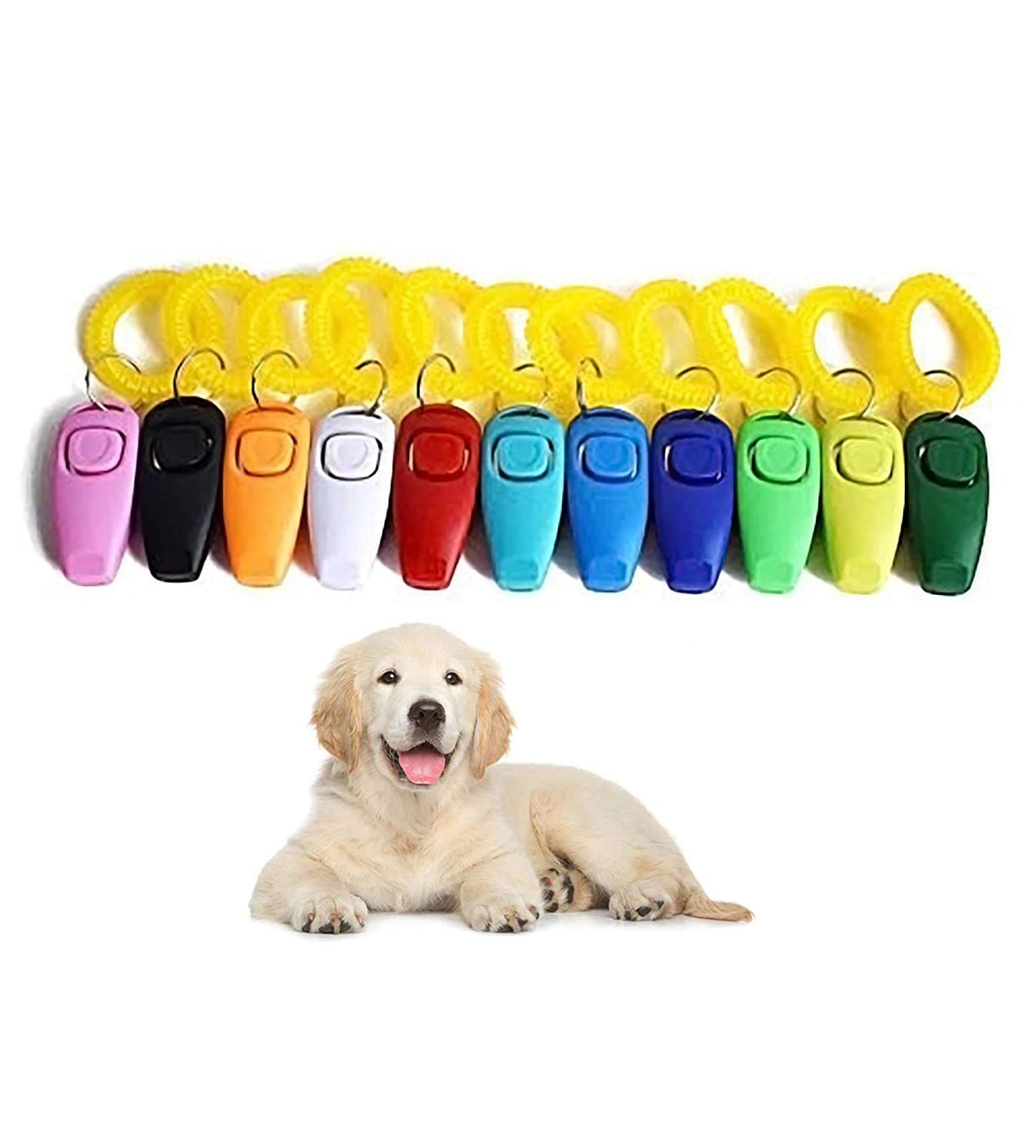 Dog Training Clicker BESUNTEK 2 in 1 Pet Training Whistle and Clicker Pet Training Tools with Wrist Bands Strap for Dog Puppy Cat (Pack of 10) - Buy Online on GoSupps.com