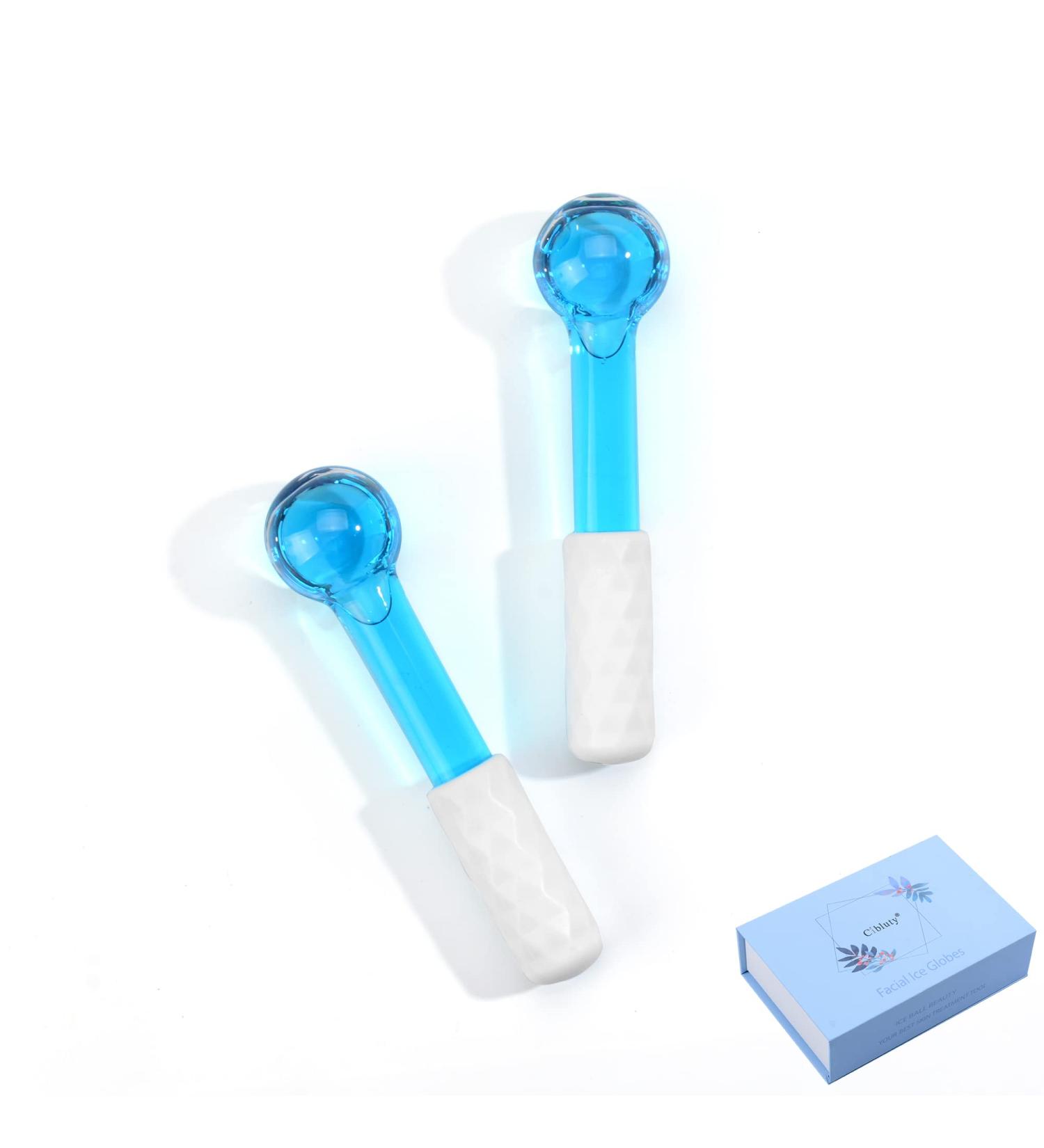 CIBLUTY ICE GLOBES SMALL BALLS for Eyes  2 PCS Blue Facial Globes for Massage Tool  Facial Roller Cold Skin Massagers  Tighten Skin  Reduce Puffiness and Dark Circles  Enhance Circulation Small blue - Buy Online on GoSupps.com