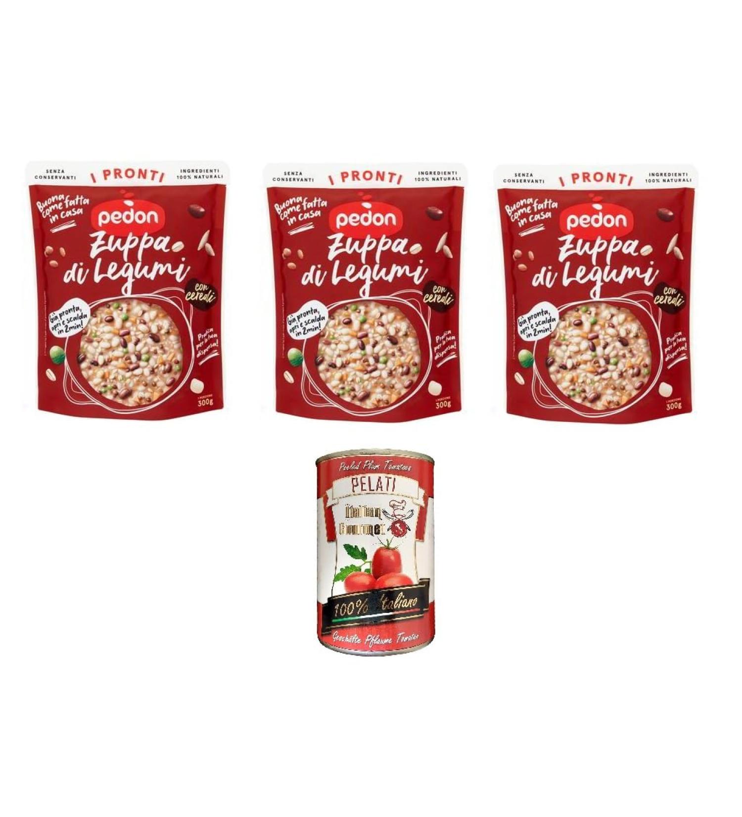  Italian Gourmet E.R. Pack of 3 Pedon I Pronti legume soups 300g + Gourmet Italian Pelati 400g - Buy Online on GoSupps.com