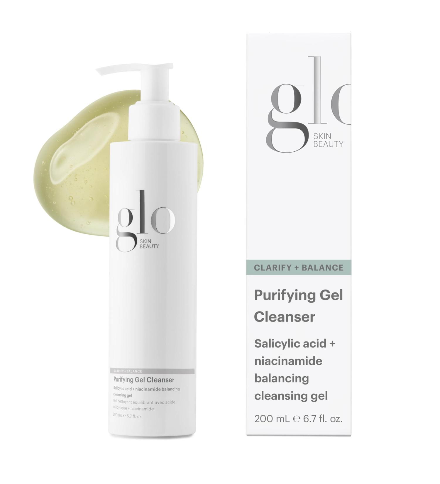 Glo Skin Beauty Purifying Gel Cleanser - Salicylic Acid + Niacinamide Face Wash Balances Skin Targets Clogged Pores Excess Oil & Breakouts - Gently Exfoliates & Minimizes Appearance of Fine Lines - Buy Online on GoSupps.com