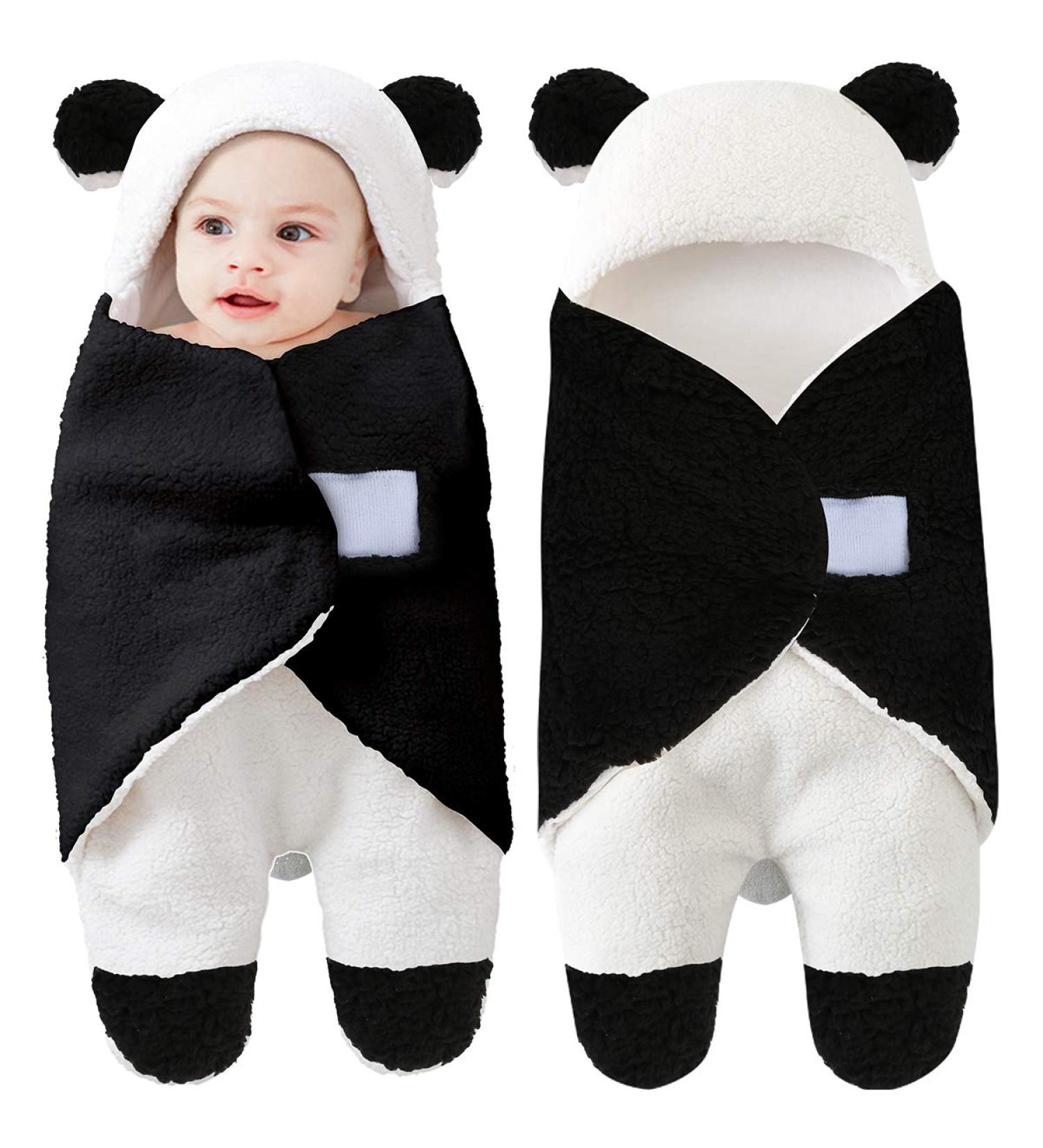 Hooded Swaddle Blanket for Newborn Baby Boys and Girls - Yinuoday Fleece Sleeping Bag in Black - Buy Online on GoSupps.com