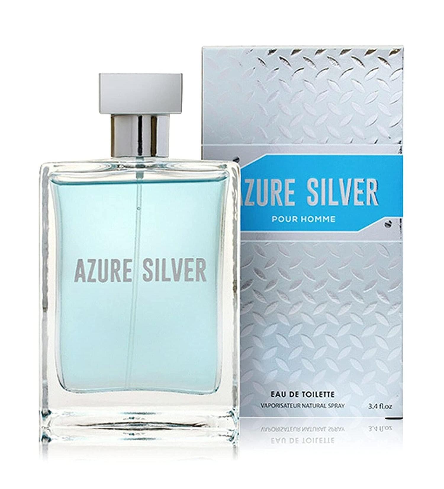Mirage Brands Azure Silver Pour Homme- Eau De Toilette Spray Perfume Fragrance For Men 3.4 Oz Bottle 100 ml