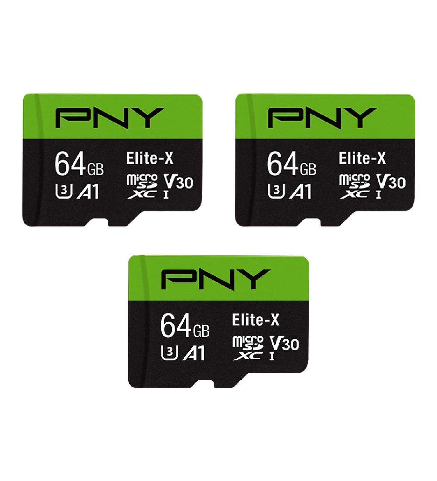 PNY 64GB Elite-X Class 10 U3 V30 microSDXC Flash Memory Card 3 Pack - 100MB/s Speed, A1 Rated, 4K UHD, Full HD, UHS-I, 64GB Capacity - Buy Online on GoSupps.com