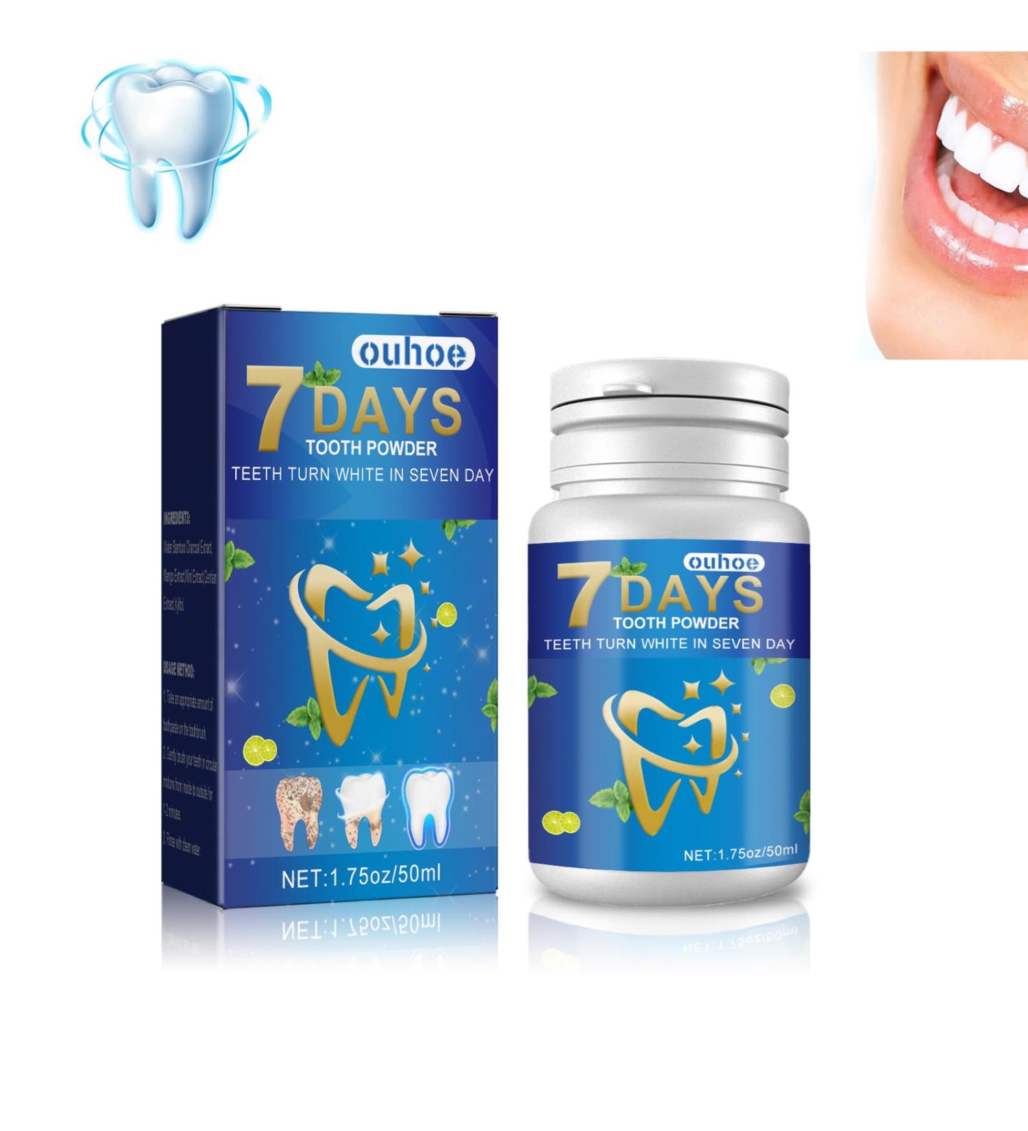 7 Days Tooth Elevator Powder | Organic Tooth Whitening & Stain Removal | Refreshing Mint Flavor - 1PC - Buy Online on GoSupps.com