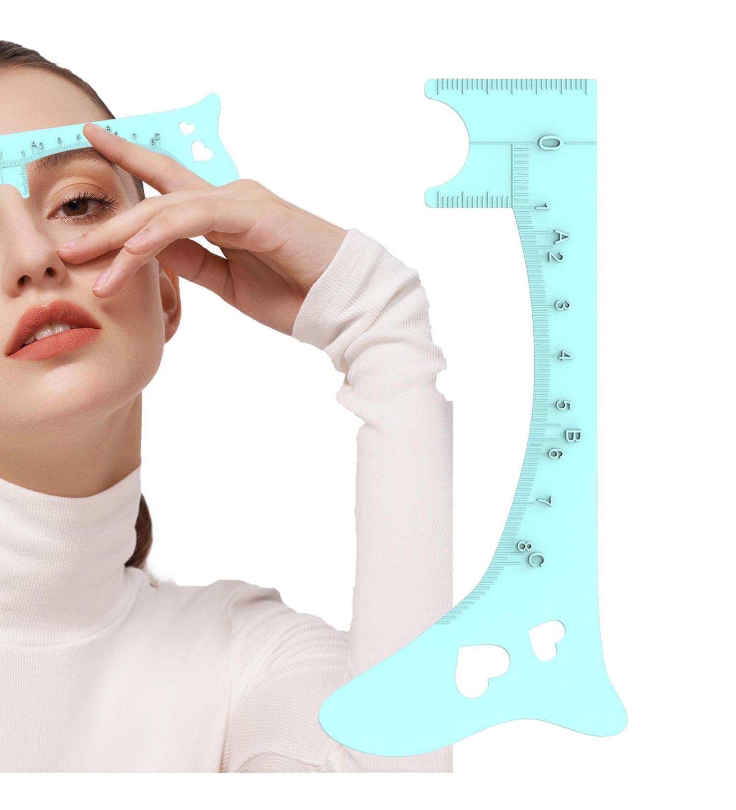 Eyebrow Ruler Eye Brow Stencils for Women | Quick Eye Makeup Tool Multifunctional Brow Measuring Eye Makeup Aid for Defined Brow Lip Lines Blue - Buy Online on GoSupps.com