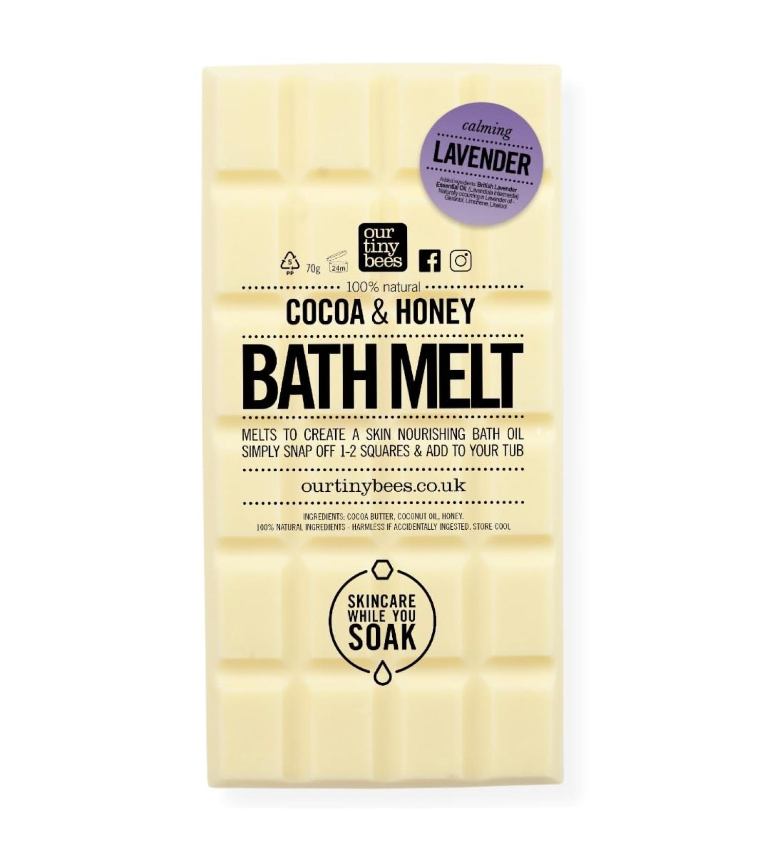 Bath Melt - Lavender Cocoa & Honey Bath Oil for 24 Luxurious Uses by Our Tiny Bees Skincare - Buy Online on GoSupps.com