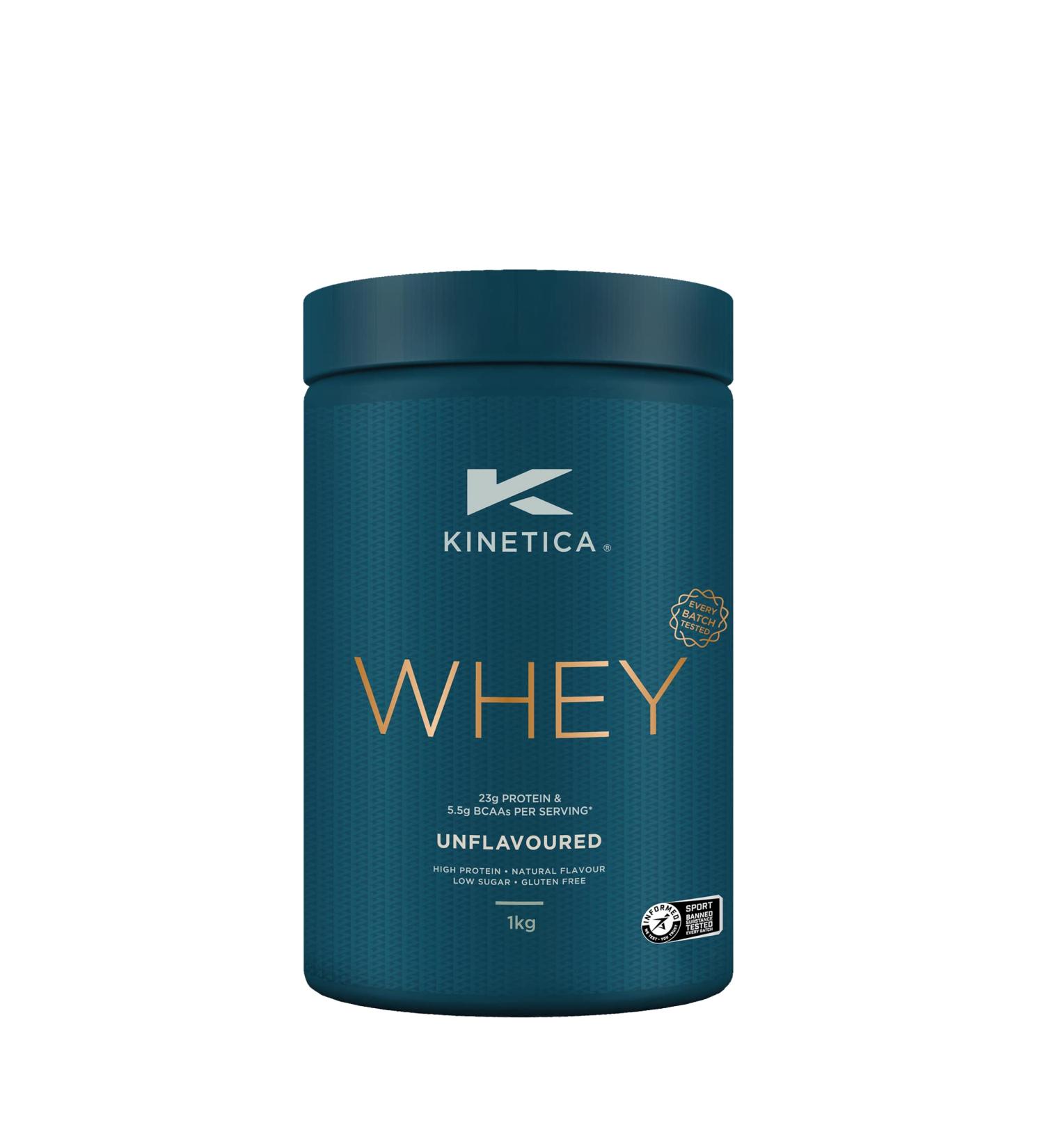 Kinetica Premium Grass-Fed Whey Protein Powder | Unflavoured 1kg | 33 Servings | Glutamine & BCAA Amino Acids | Muscle Building & Recovery - Buy Online on GoSupps.com