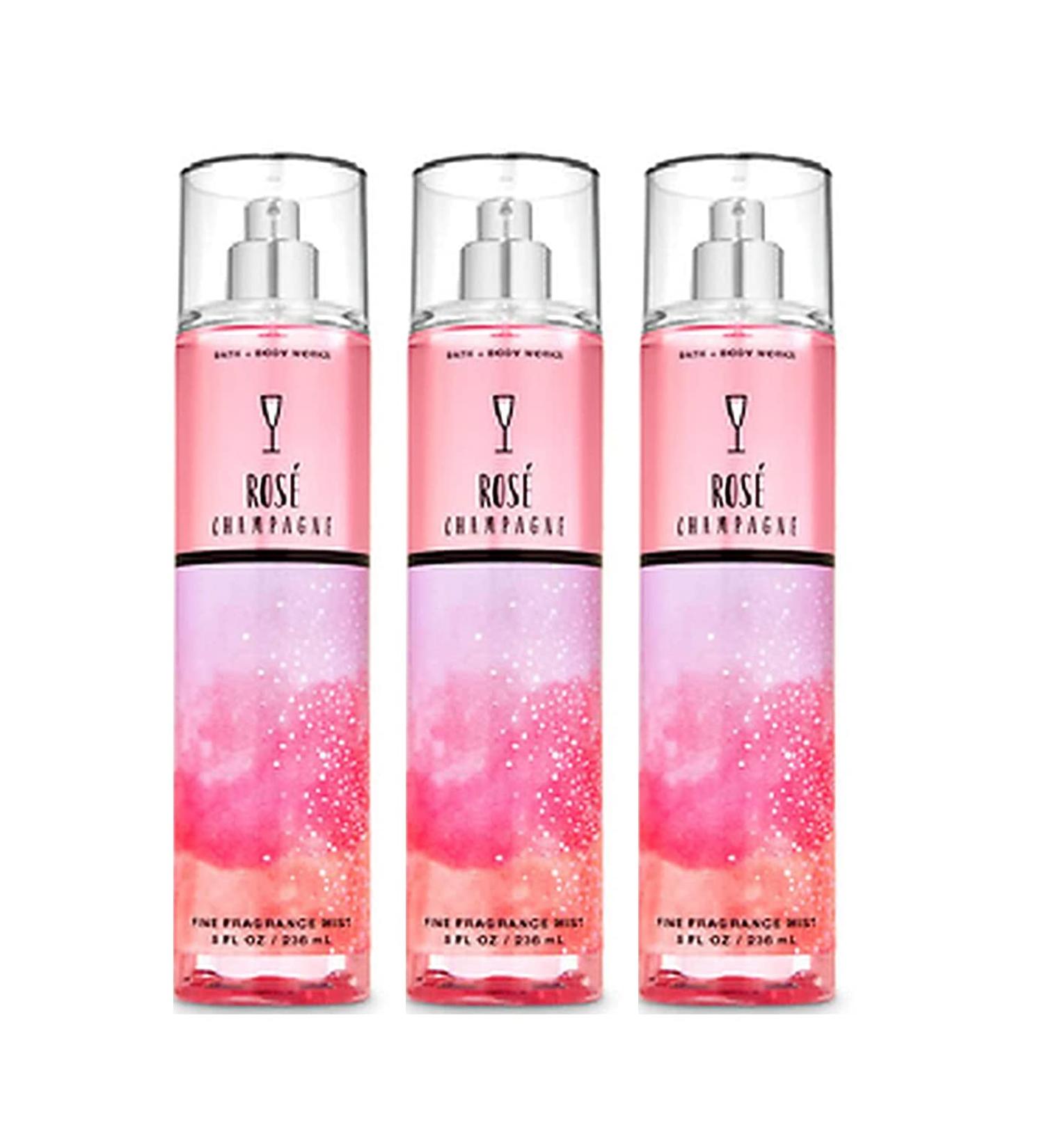 Bath and Body Works Signature Collection Fragrance Mist Perfume Spray 8 Ounce Pack Of 3 (Rose Champagne)