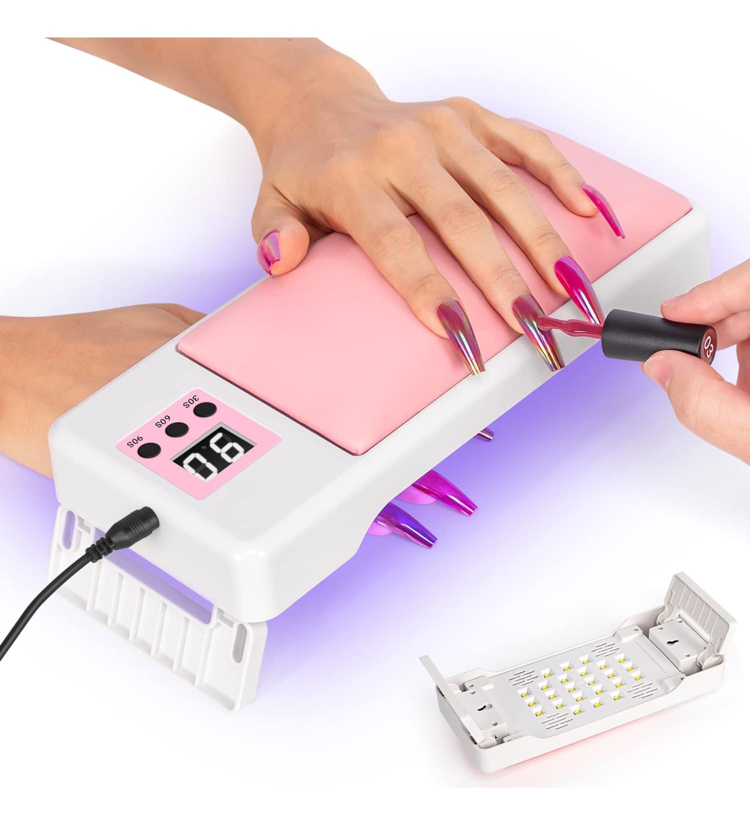 Krofaue UV Light Arm Rest & 72W Gel Nail Dryer | Manicure Arm Rest with UV LED Lamp for Salon & Home DIY - Buy Online on GoSupps.com