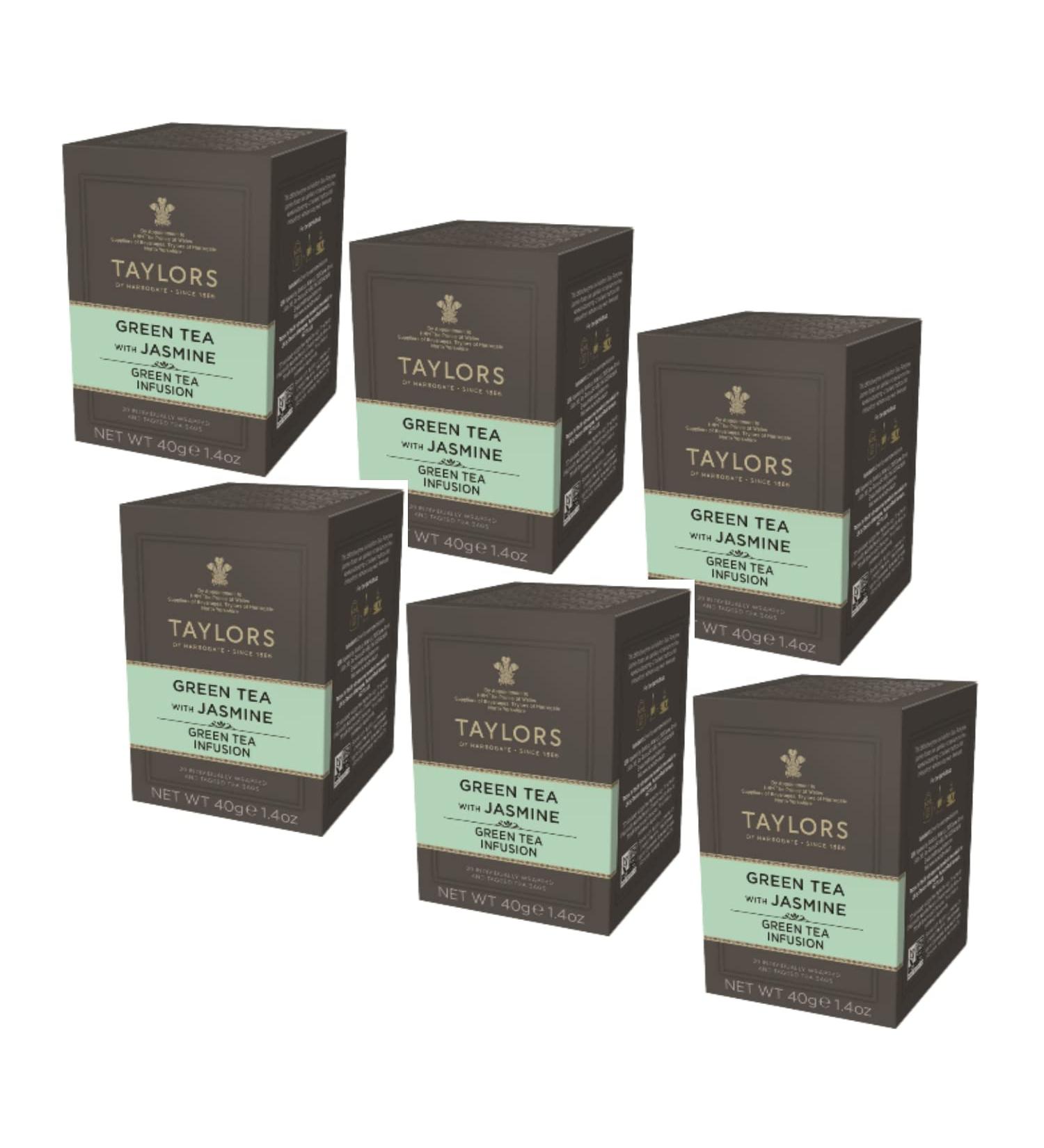 Taylors de Harrogate | Th vert frais au jasmin et aux fleurs - 6 x 20 sachets de th (240 gr) - Buy Online on GoSupps.com