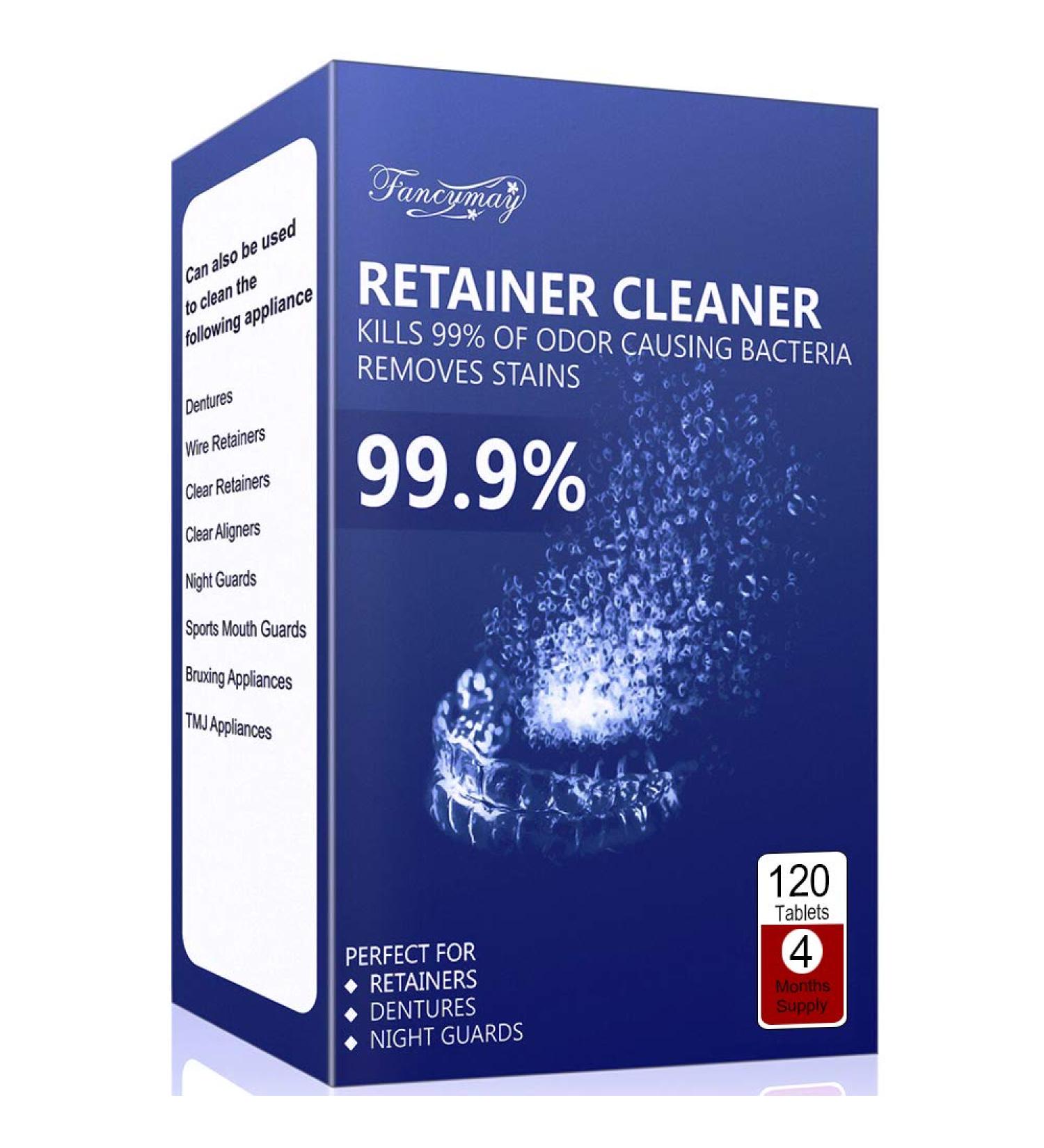 Retainer Cleaning Tablets 120ct - 4 Months Supply | Mouth Guard Cleaner, Remove Stains & Odor, Prevent Brace Discoloration, Mint Flavor - Buy Online on GoSupps.com