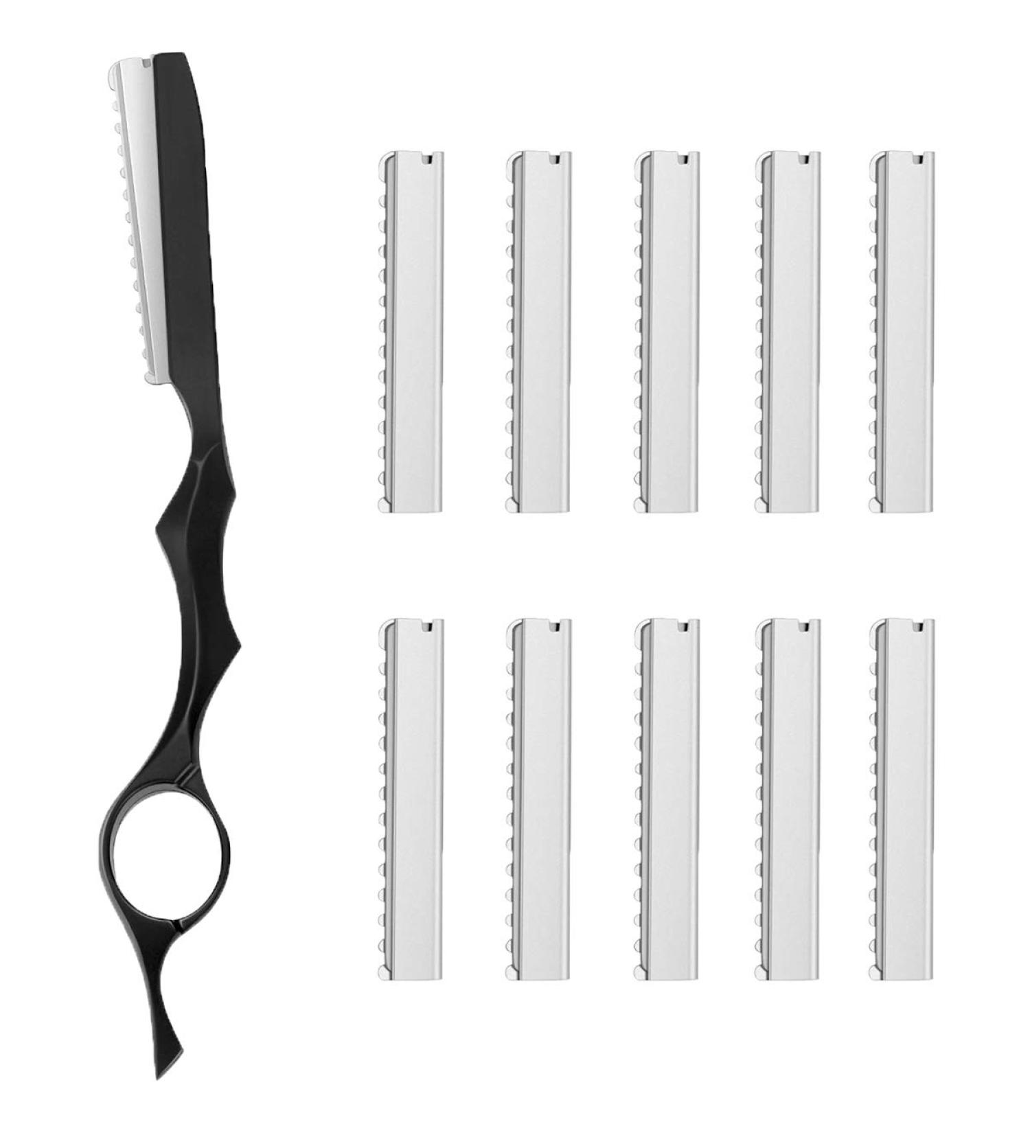 Hair Styling Thinning Razor Set Hair Styling Razor Hair Cutting Texturizing Razors and 10 Pieces Spare Blades for Salon Home - Buy Online on GoSupps.com