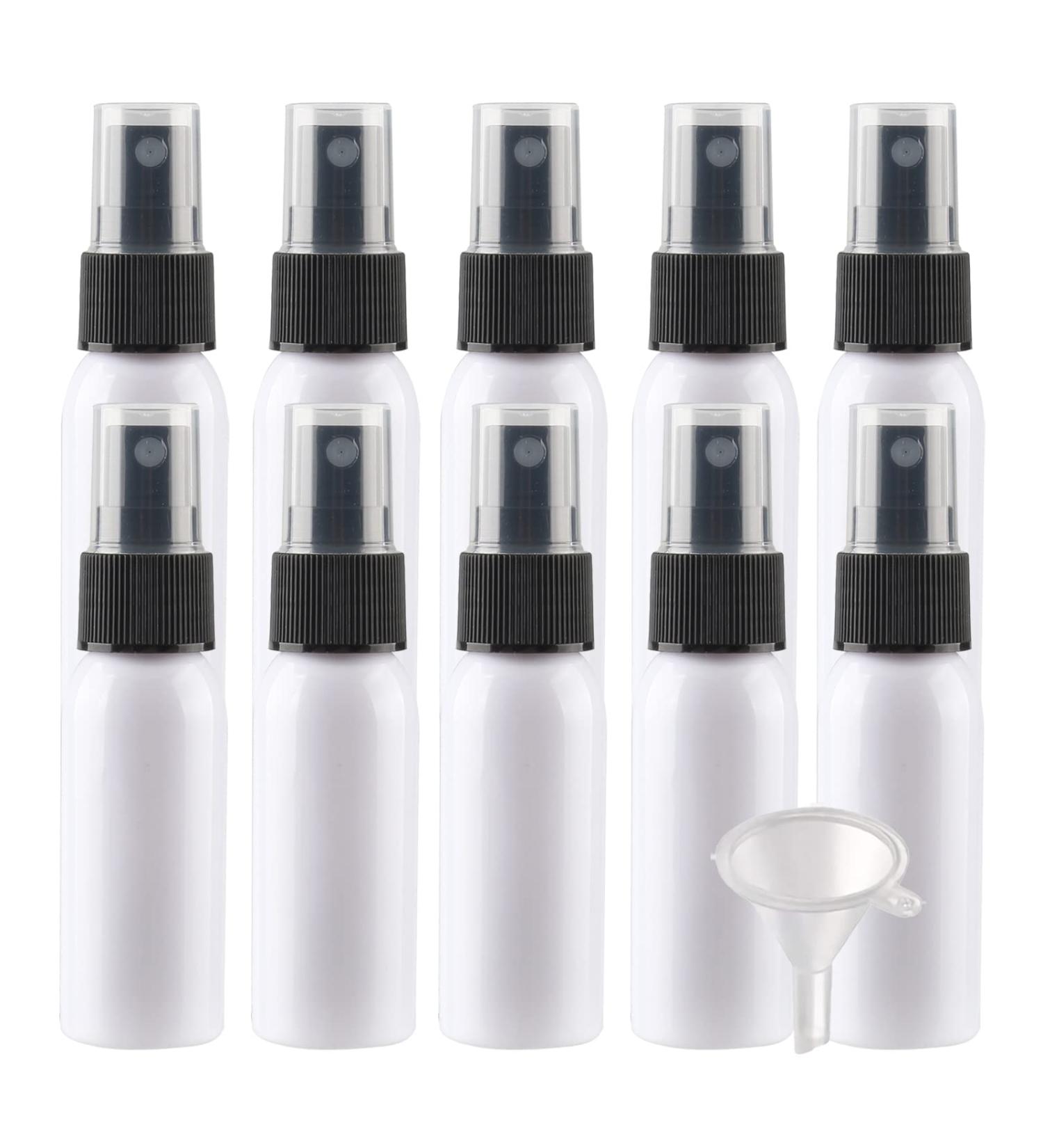 Buy 30ml White Plastic PET Spray Bottles - 10 Pack Fine Mist Atomizers for Travel & Perfume - Includes 2 Funnels - Buy Online on GoSupps.com