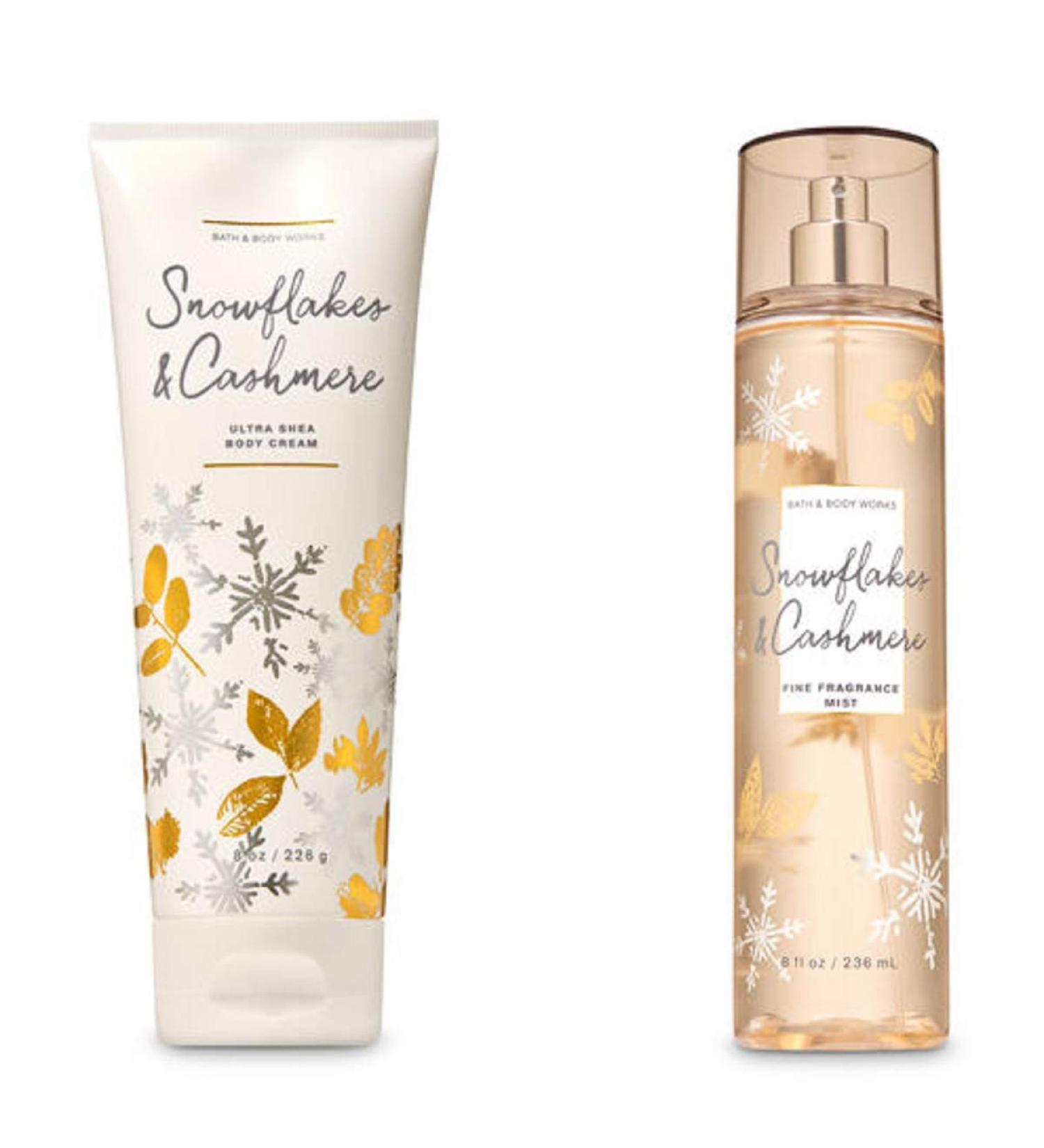 Bath & Body Works SNOWFLAKES & CASHMERE GIFT SET Body Cream & Fine Fragrance Mist Full size