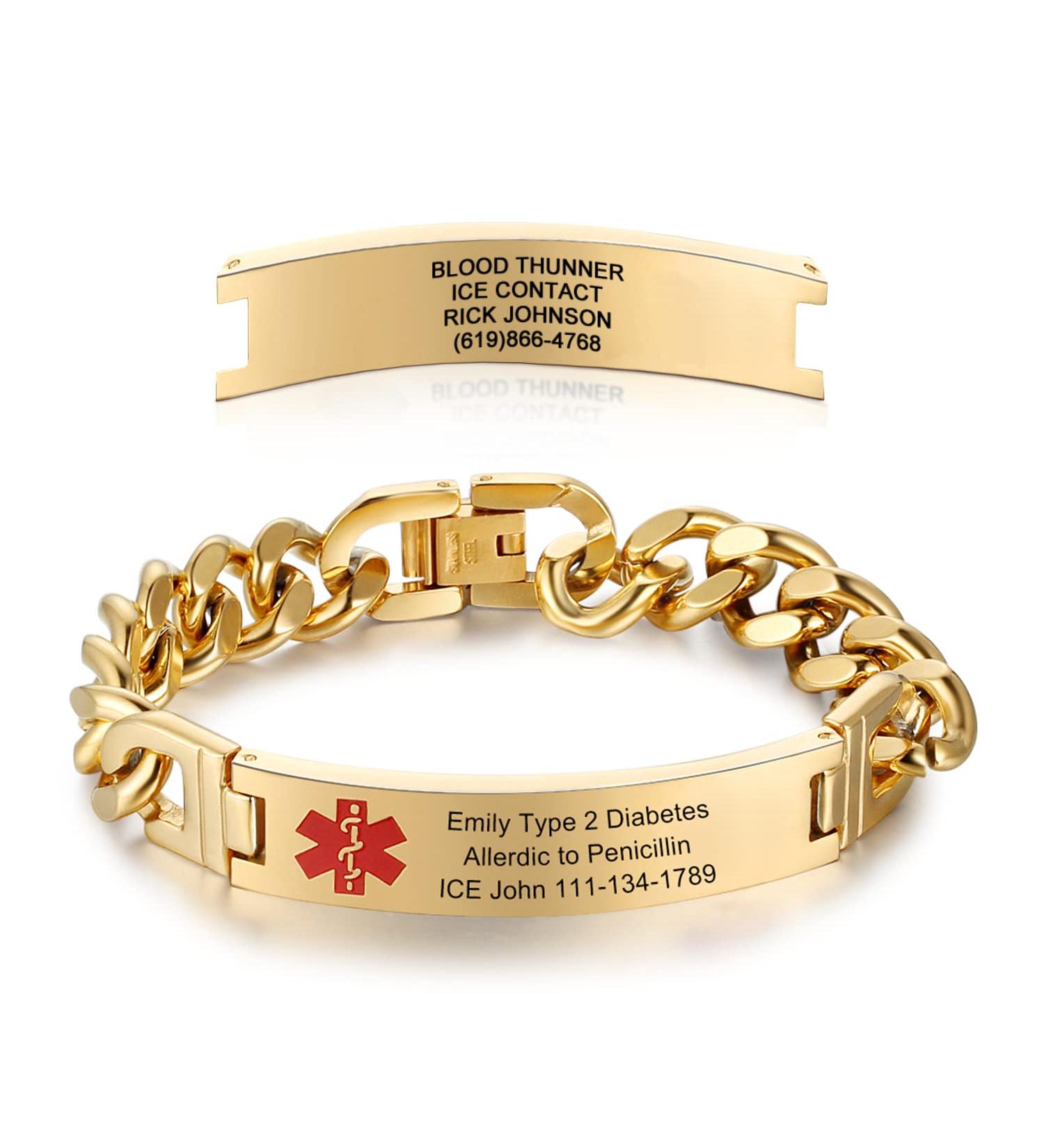 Personalized Medical Alert Bracelets | Emergency Medical ID Bracelets for Men & Women | Durable Stainless Steel Tags - Buy Online on GoSupps.com