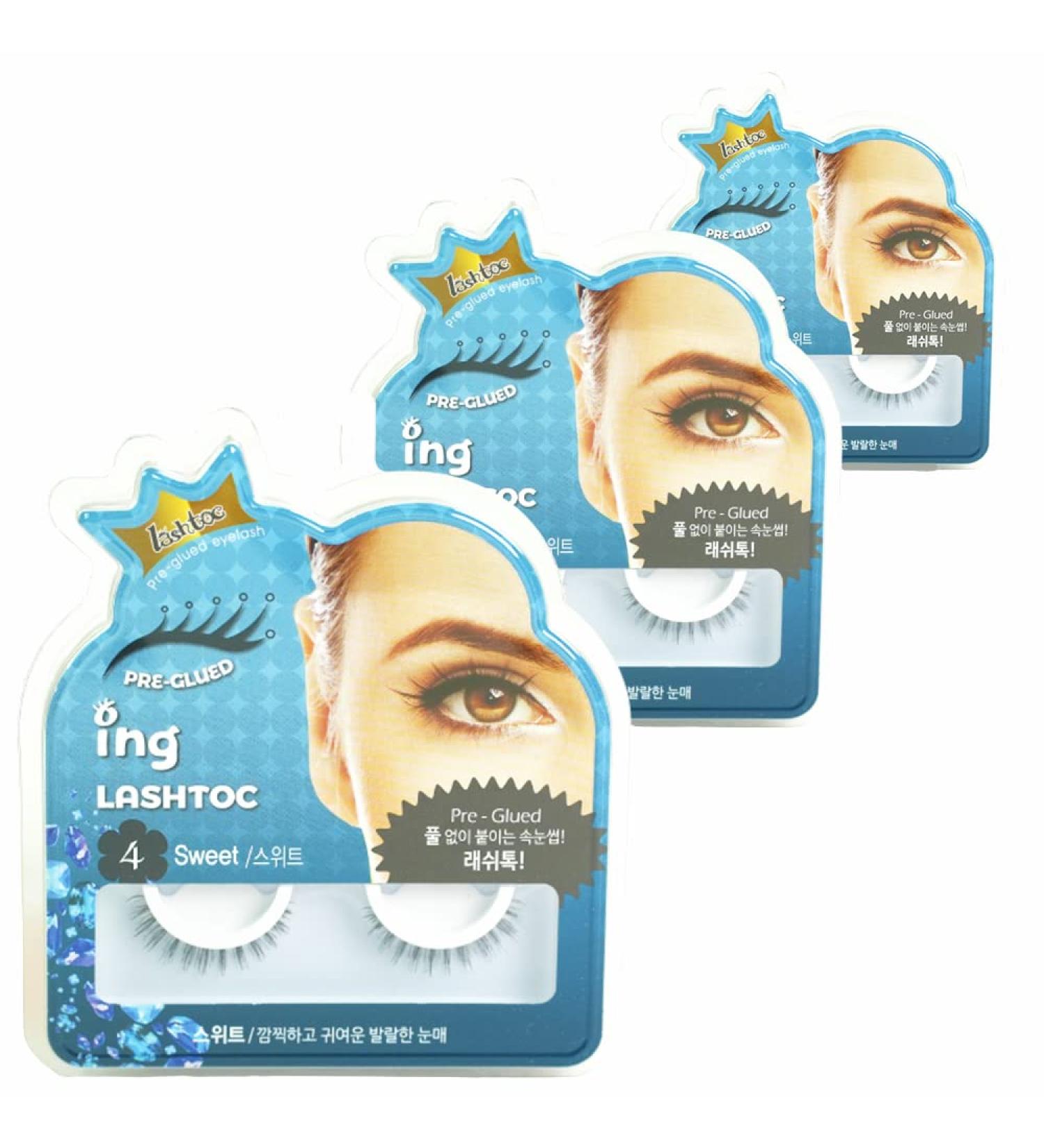 Ing Lashtoc Pre-Glued Natural Look Eyelashes - Long-Lasting & Reusable 3 Pair Pack | Made in Korea - Buy Online on GoSupps.com