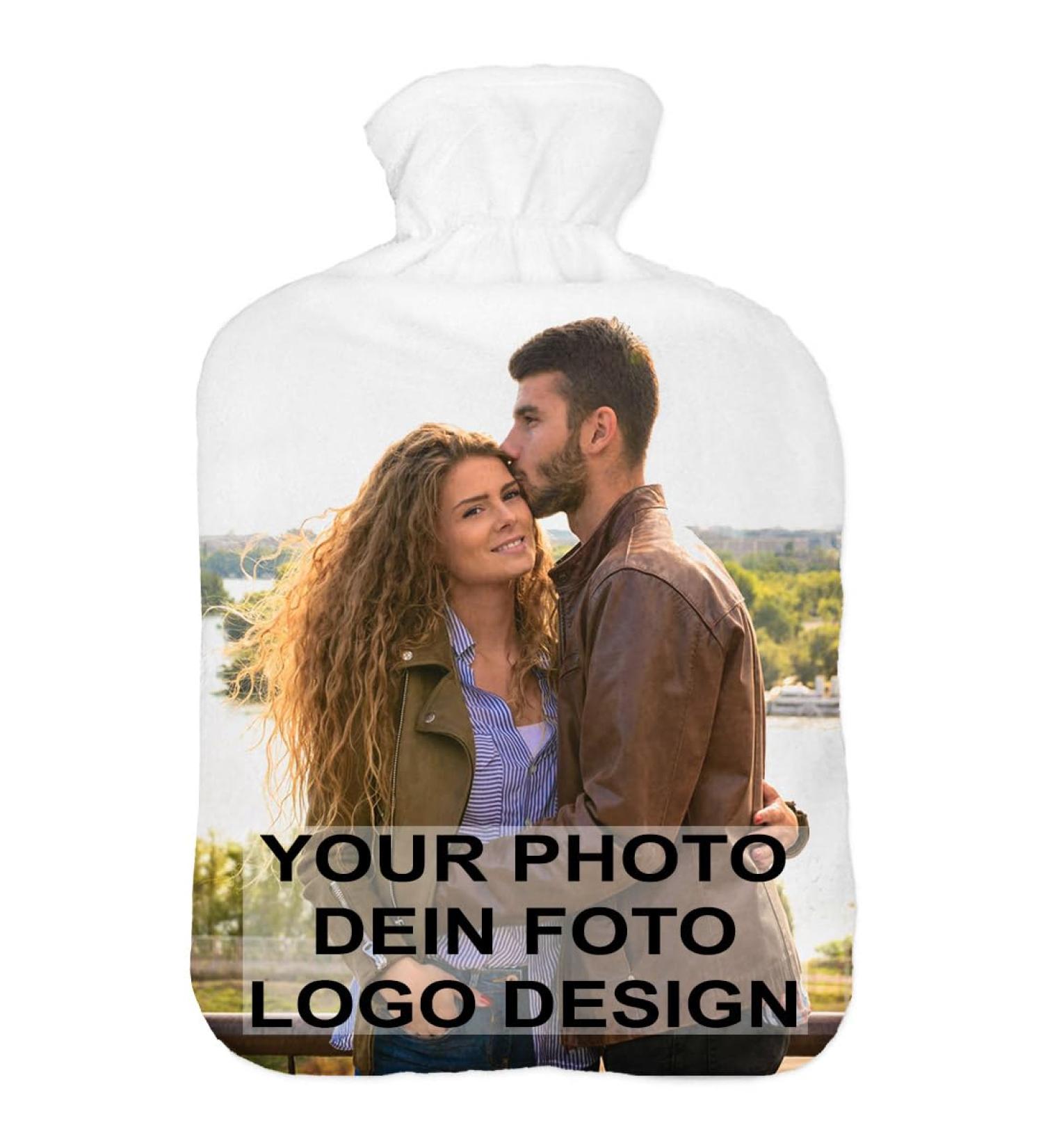 Personalized 2L Heat Bottle with Sweater Cover | Fleece Print Hot Water Bottle with Lid | Custom Photo/Text - Ideal for Comfort & Warmth - Buy Online on GoSupps.com