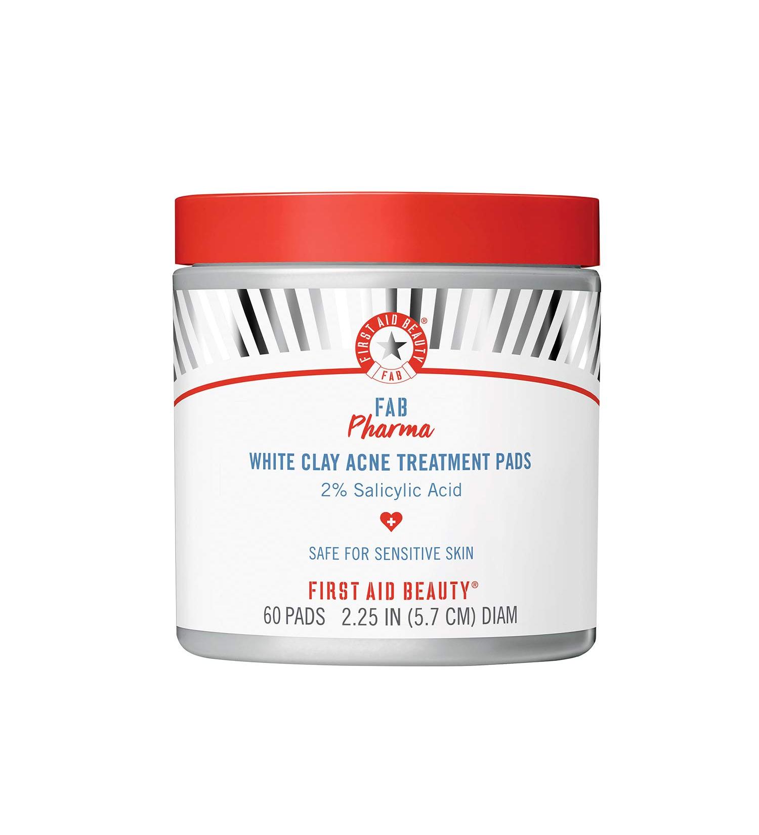 First Aid Beauty White Clay Acne Treatment Pads - 2% Salicylic Acid for Breakouts, Whiteheads, Blackheads - FAB Pharma - Buy Online on GoSupps.com