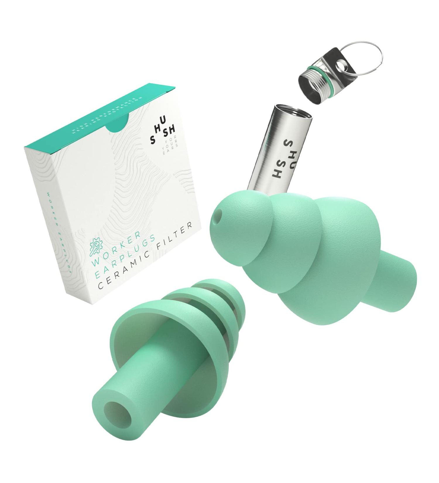 Shush Worker Earplugs - High Performance Hearing Protection - Prevent Occupational Hearing Loss - Ceramic Filter (SNR 23dB) - Reusable Over 365 x - Buy Online on GoSupps.com