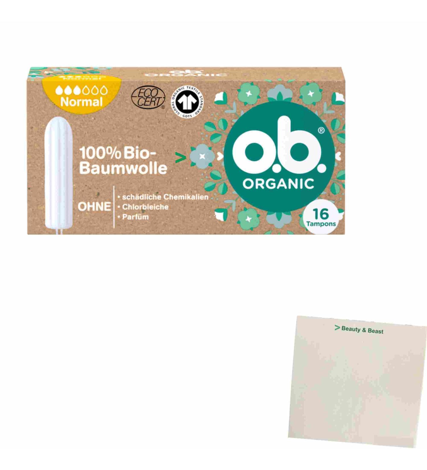 Buy OB Organic Bio Tampons Normal (16 pcs) - Eco-Friendly Menstrual Care | Fast International Shipping - Buy Online on GoSupps.com