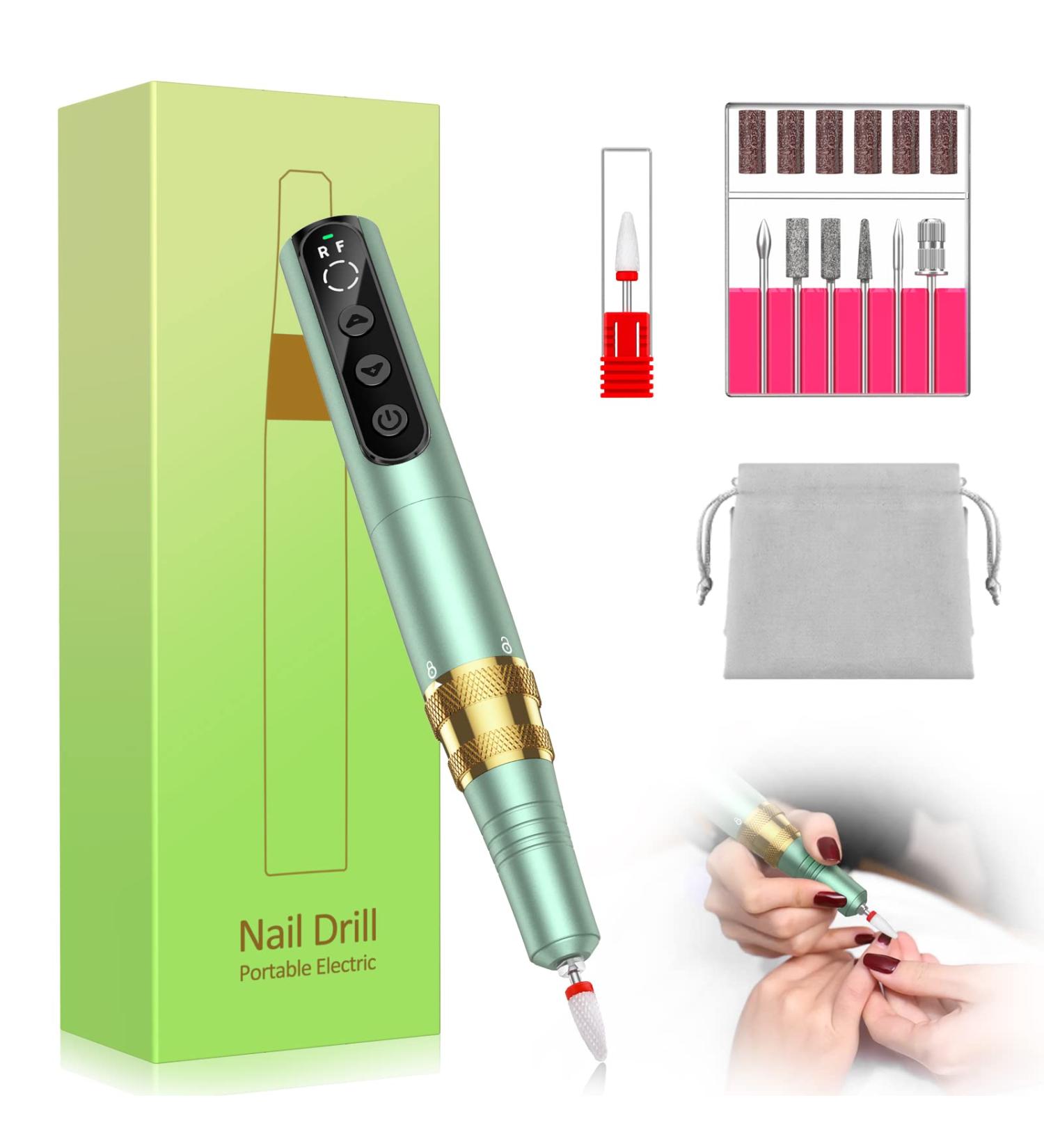 Senignol Electric Cordless Nail Drill - 35000RPM Professional Portable Machine for Gel Acrylic Nails - Rechargeable Nail File for Manicure and Pedicure - Buy Online on GoSupps.com