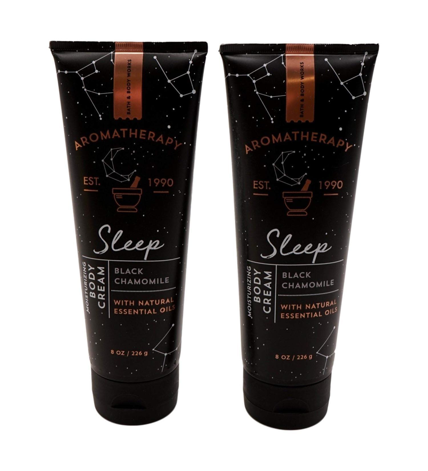Bath & Body Works Aromatherapy Sleep Black Chamomile Body Cream with Natural Essential Oils 8 Oz 2 Pack