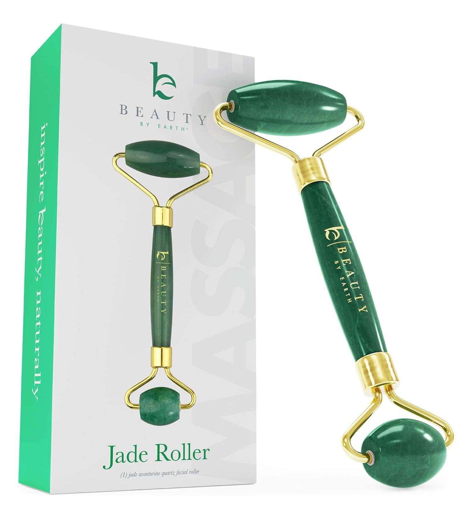 Jade Roller for Face - Smoothes Fine Lines & Wrinkles Valentines Day Gifts Massager Skin Care Tools with Small Eye Roller for Puffy Eyes De-Puffing & Firming Facial Tool Self Care Gifts for Women - Buy Online on GoSupps.com