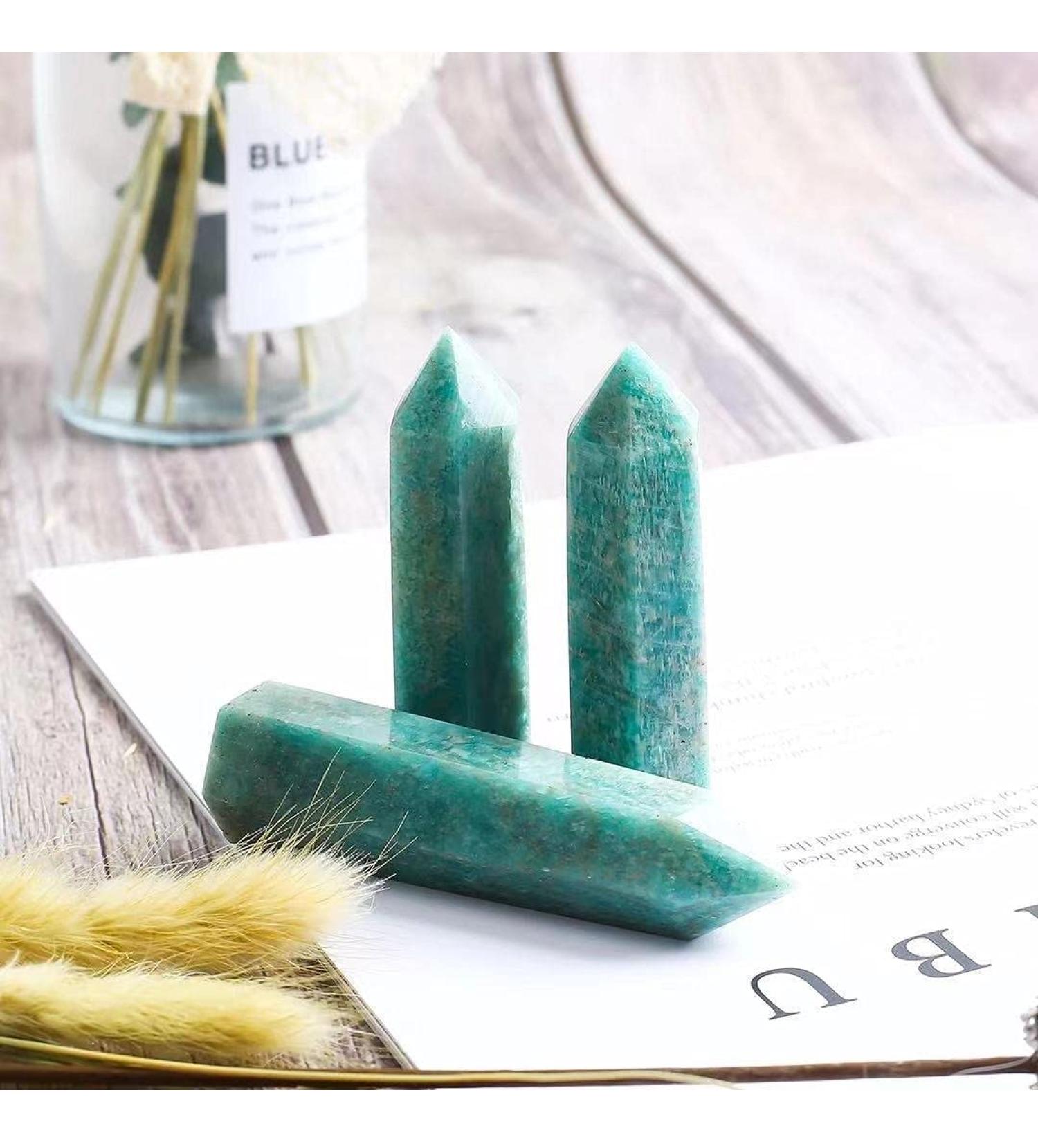 Collection 70mm-80mm Natural Green Amazonite Spiritual Healing Crystals Point for Feng Shui 1pc - Buy Online on GoSupps.com