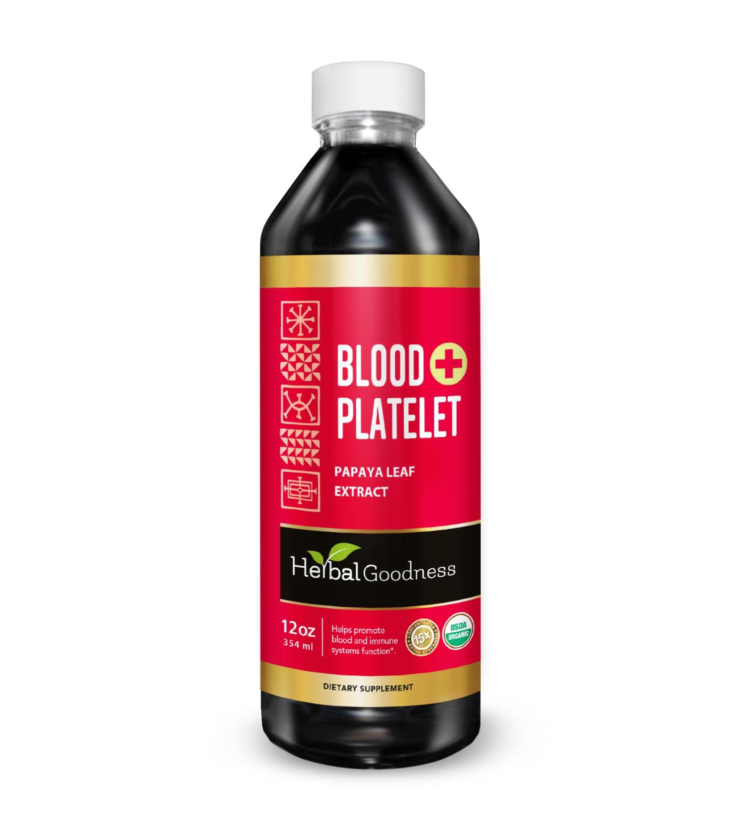 Herbal Goodness Papaya Leaf Blood Platelet Liquid Supplement 12oz - 20x Strength - Iron Blood Platelet Bone Marrow Immune Support - Blood Cleanse Formula - Made in USA 12 Fl Oz (Pack of 1) - Buy Online on GoSupps.com
