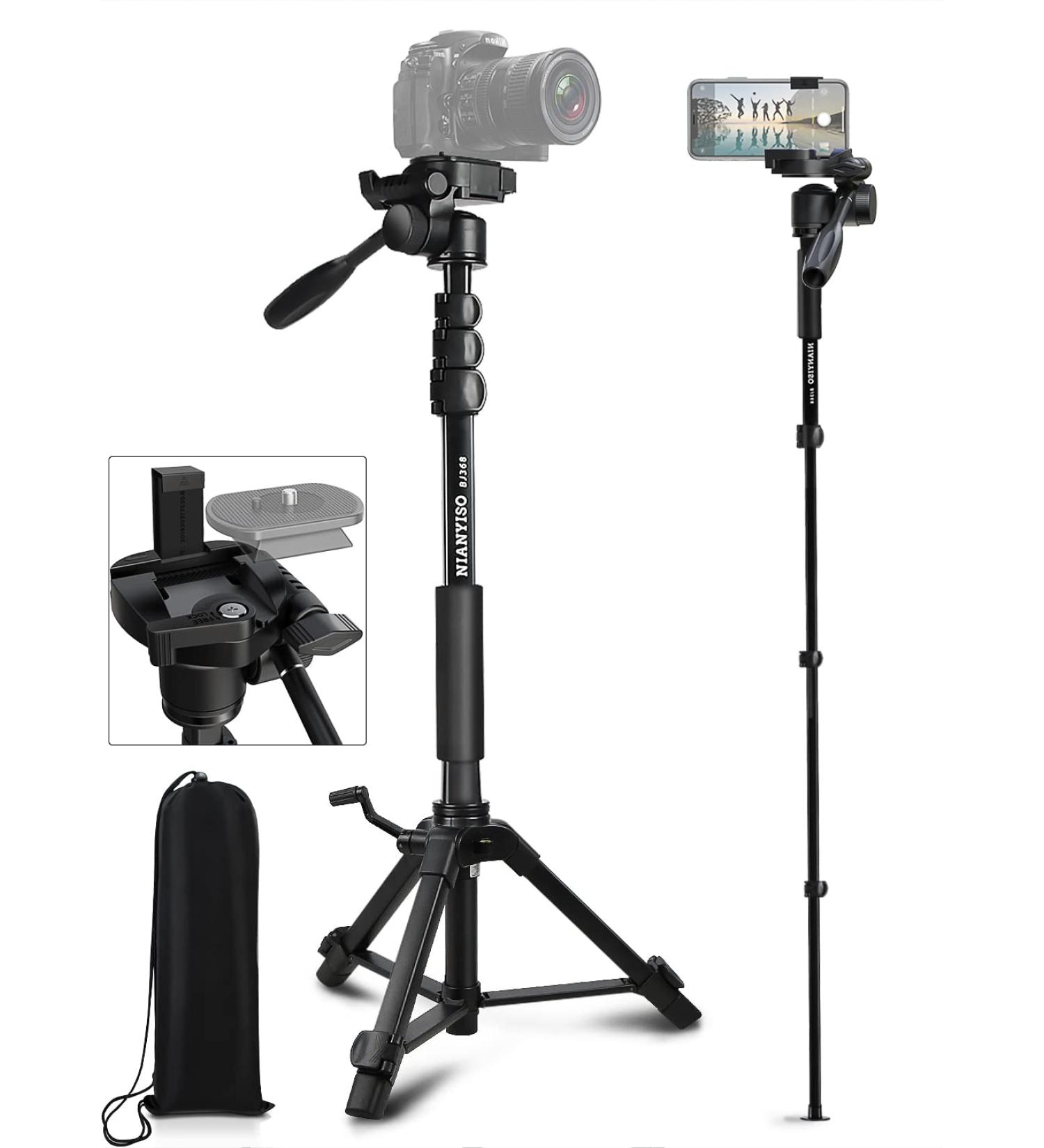 69 Camera Tripod - Patented 3-Way Swivel Portable Phone Stand - Professional Aluminum Alloy Monopod for Canon Nikon GoPro DSLR DV Smartphone - Buy Online on GoSupps.com