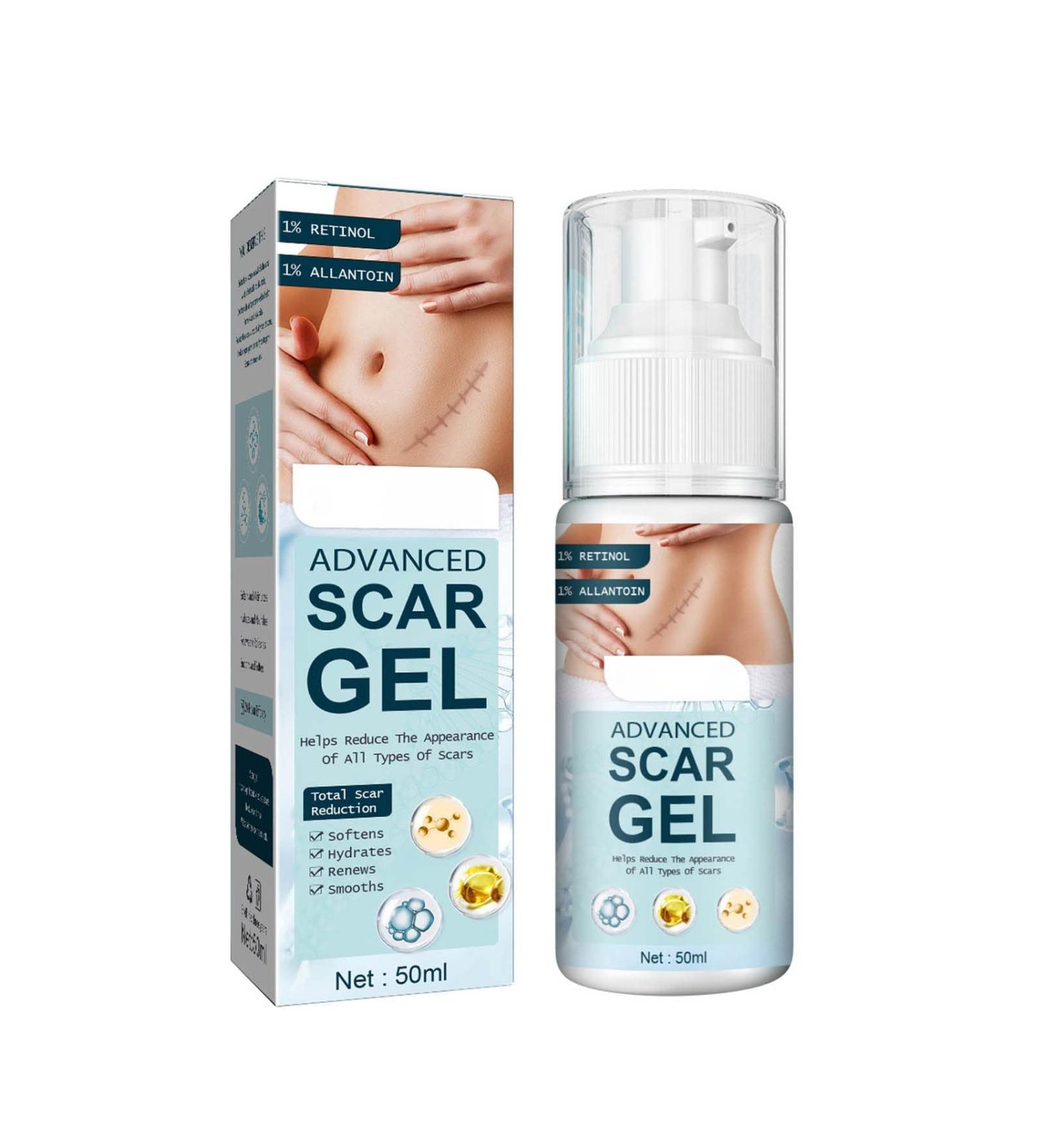 Advanced Scar Gel 2Pcs 50ml Stretch Marks Remover Allantoin Vitamin E Hydrate Renew Smoothing Scar Gel Reduces Appearance of Old and New Scars for Scars Spots Stretch Marks