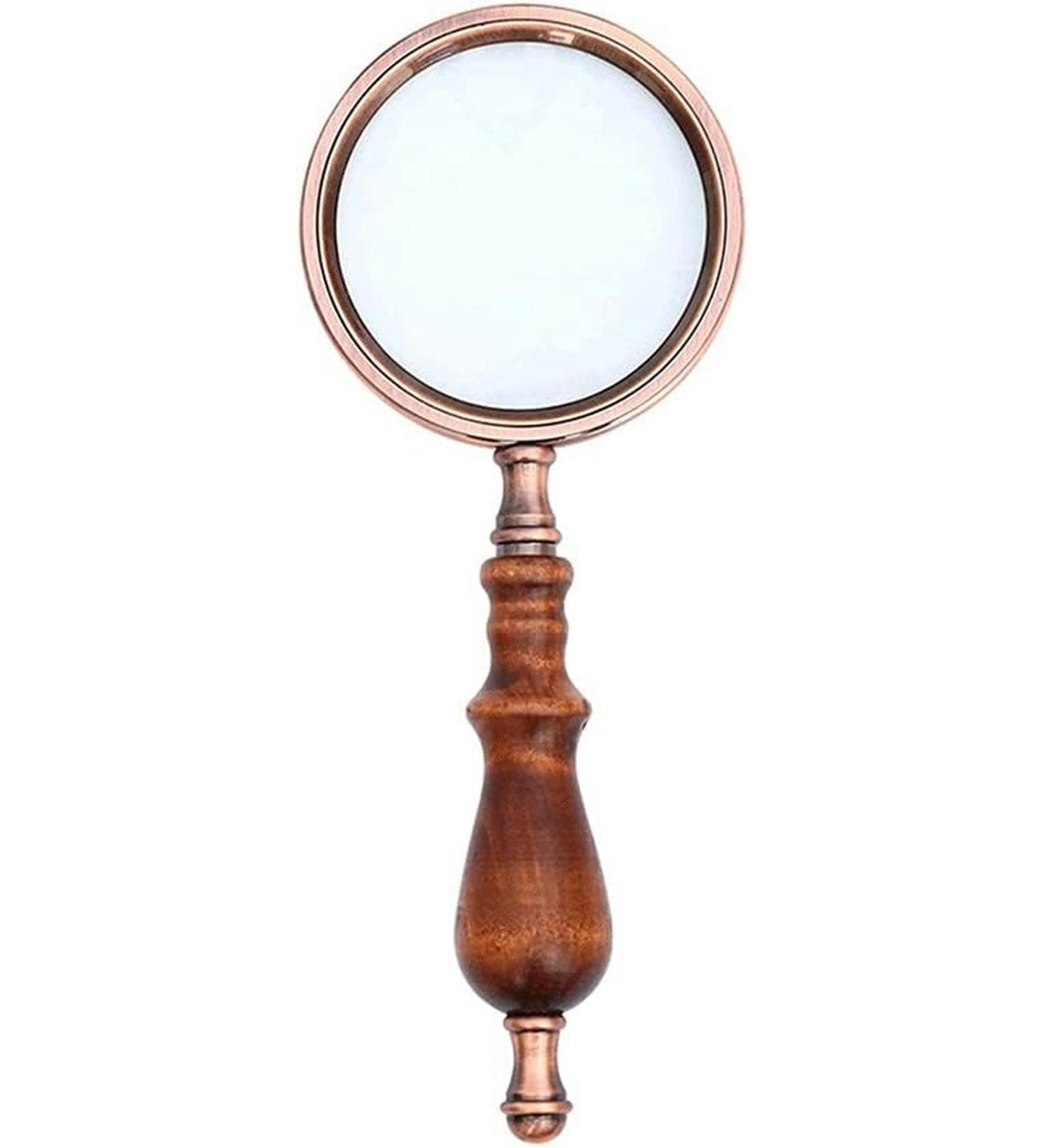 Portable 10X 75mm Handheld Magnifier Wooden Handle Vintage Portable Retro Handle Magnifier Eye Loupe Glass with Gift Box Full of Stars - Buy Online on GoSupps.com