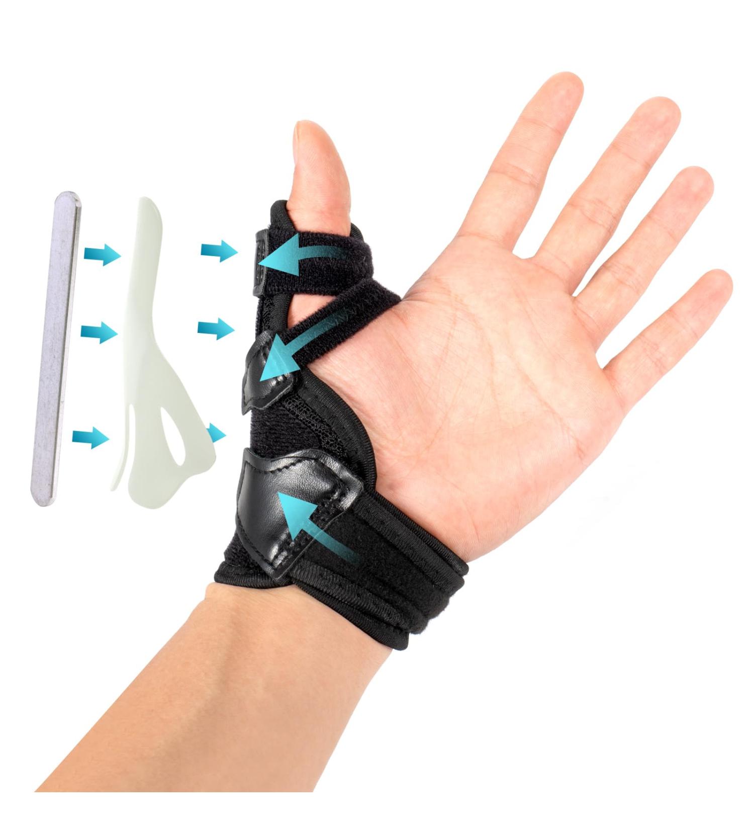 Thumb Brace for Arthritis Pain Relief - 2-in-1 Removable Support Splint for Left & Right Hand - Adjustable Wrist Brace with 3-Level Stability - Black (1 Pack - Buy Online on GoSupps.com