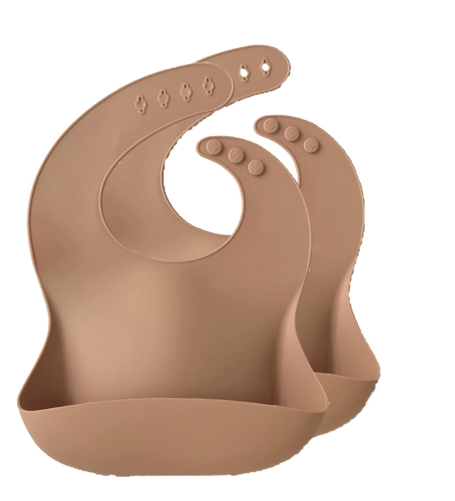 Silicone Baby Bibs Set of 2 - Scandi Colours - Super Soft & Easy Clean - Food Grade Silicone - Pink/Pink - Buy Online on GoSupps.com