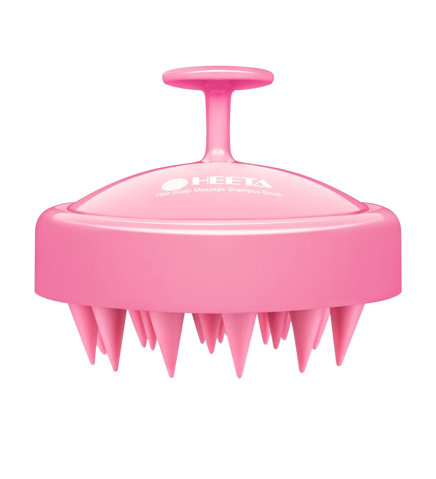 Heeta Scalp Massage Brush for Wet & Dry Hair - Gentle Head Massager & Shampoo Brush with Soft Silicone Head - Pink 01 - Buy Online on GoSupps.com