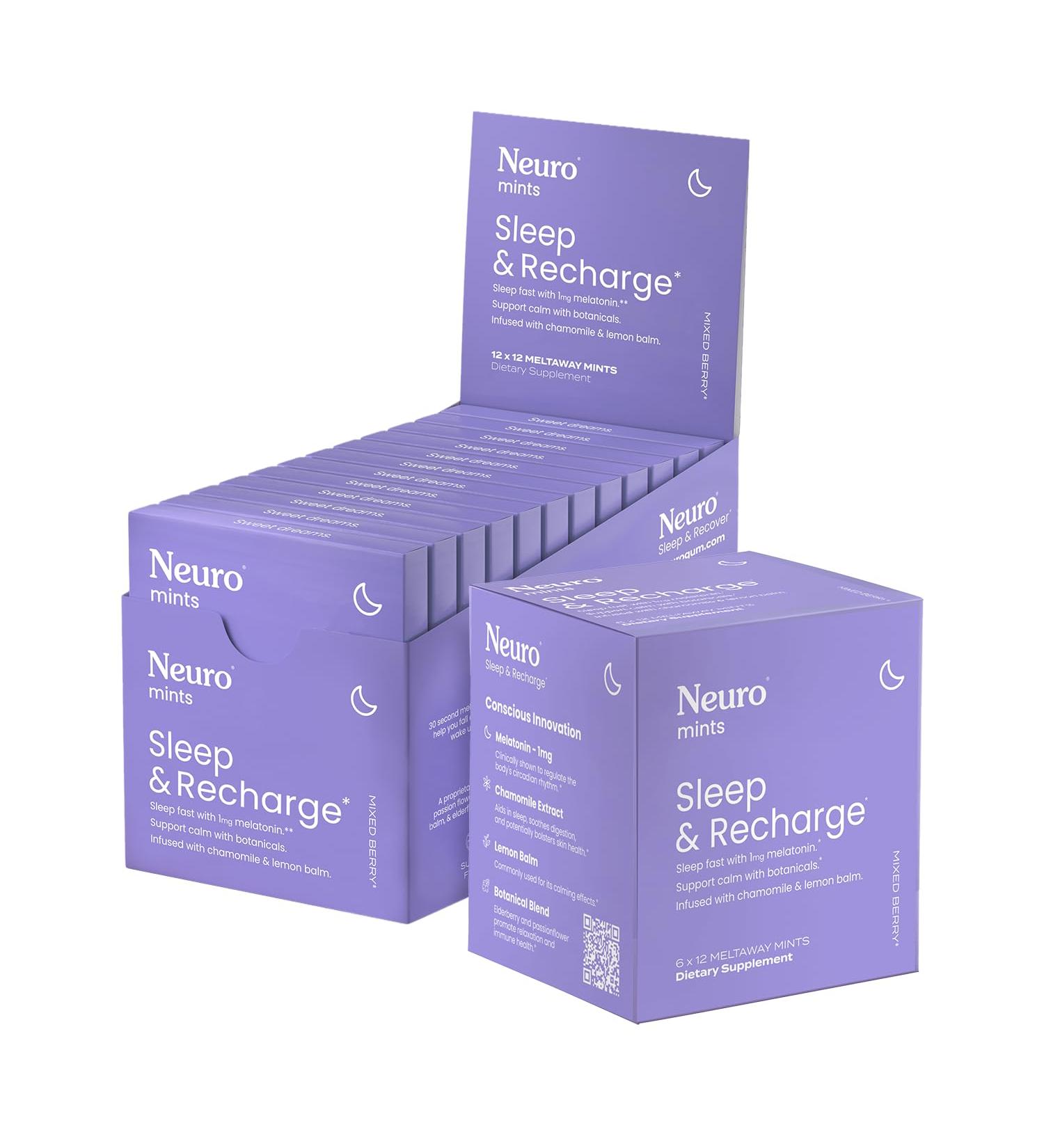 Neuro Rest & Relaxation Set 1mg Melatonin Meltaway Mints (72 Pieces) + Extended Supply Melatonin Tablets (144 Pieces) Sugar Free Fast-Dissolving Nighttime Aid with Chamomile Lemon Balm & Elderber - Buy Online on GoSupps.com