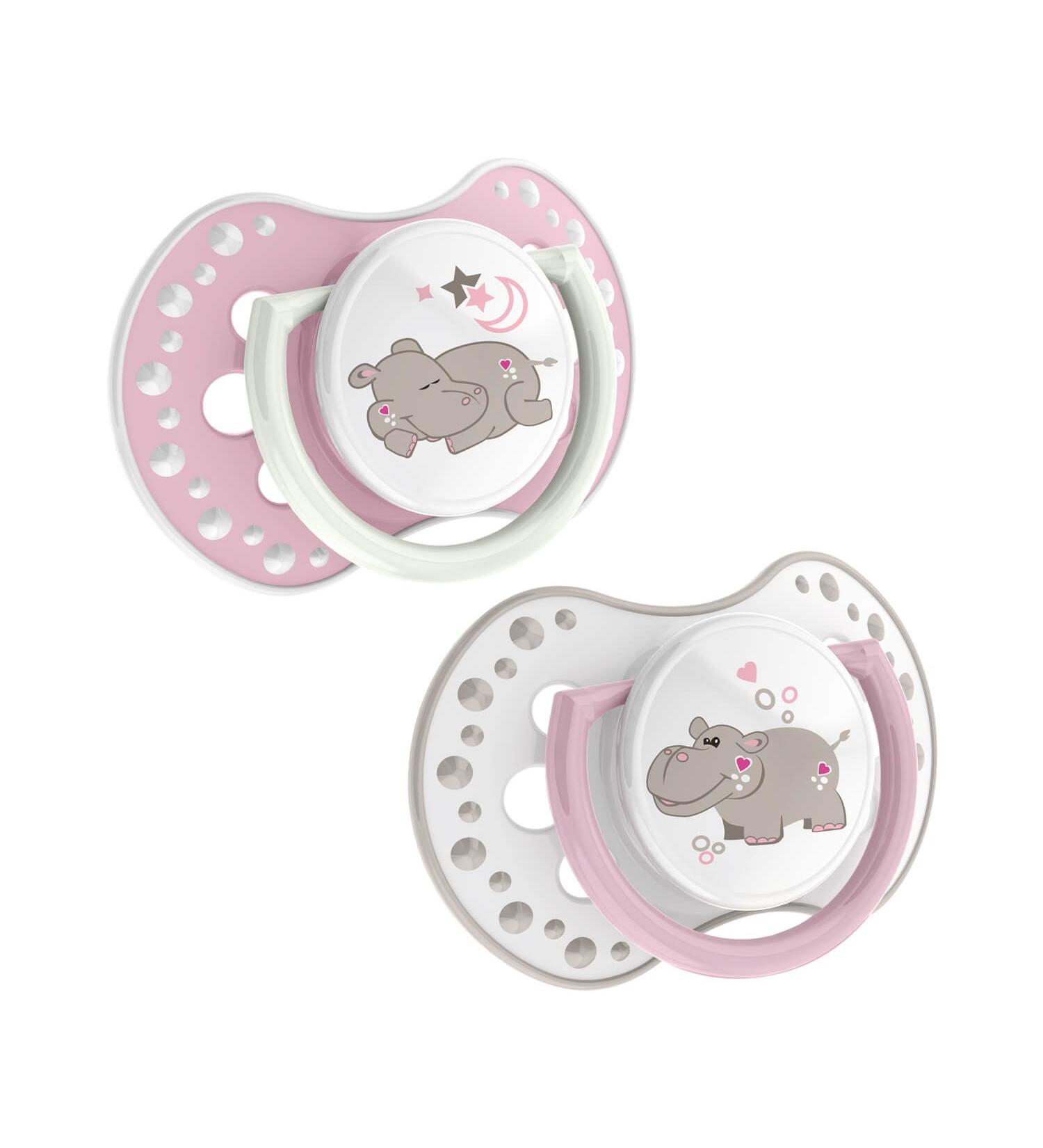 Lovi 22/810 Girl Dynamic Silicone Pacifier | Night & Day | 3-6 Months | Jaw-Friendly | BPA Free | 2 Pack with Night-Light Ring | International Shipping - Buy Online on GoSupps.com