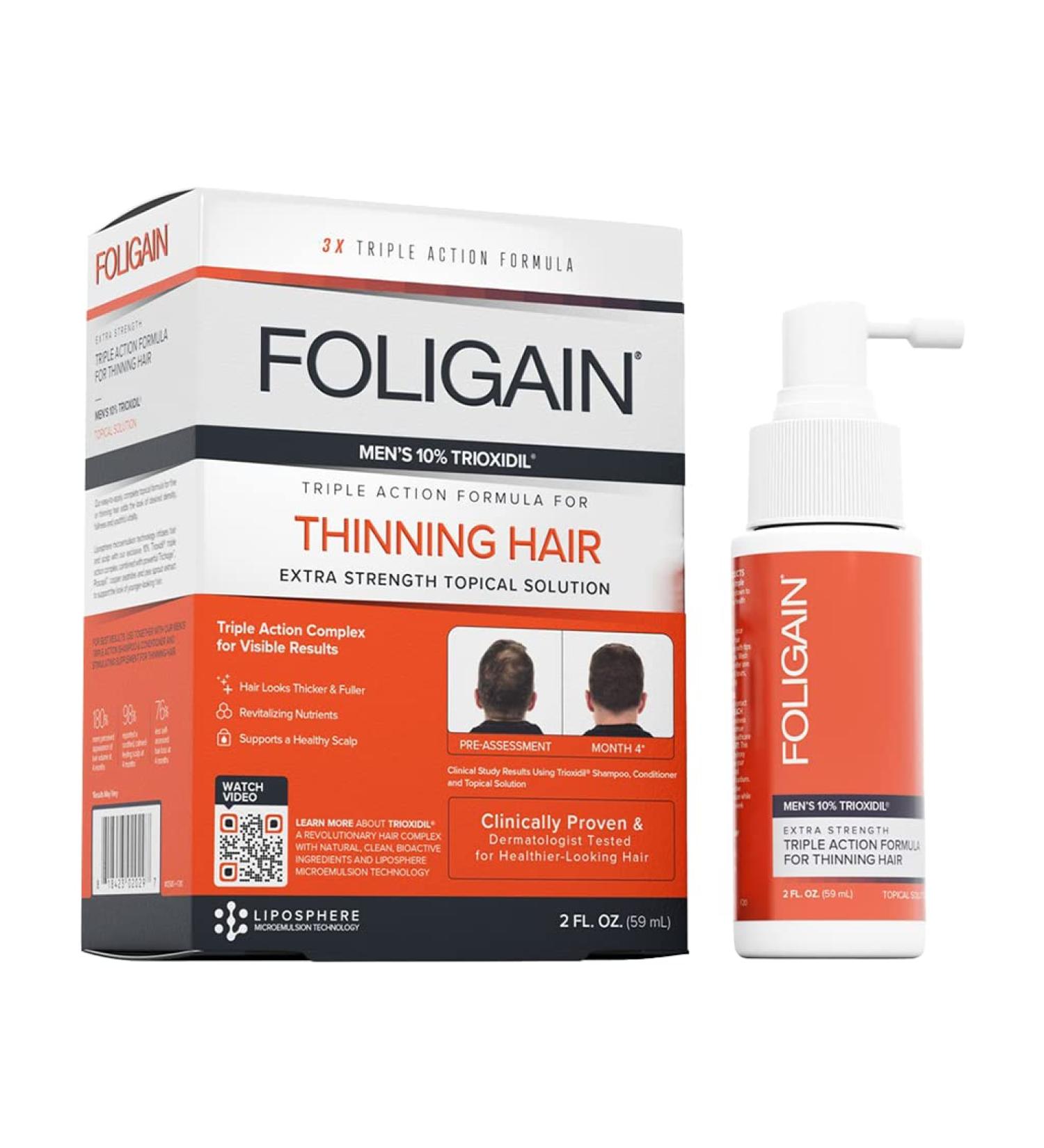 Foligain Triple Action Volumizing Formula for Men - 2 Fl Oz (Pack of 1) - Buy Online on GoSupps.com
