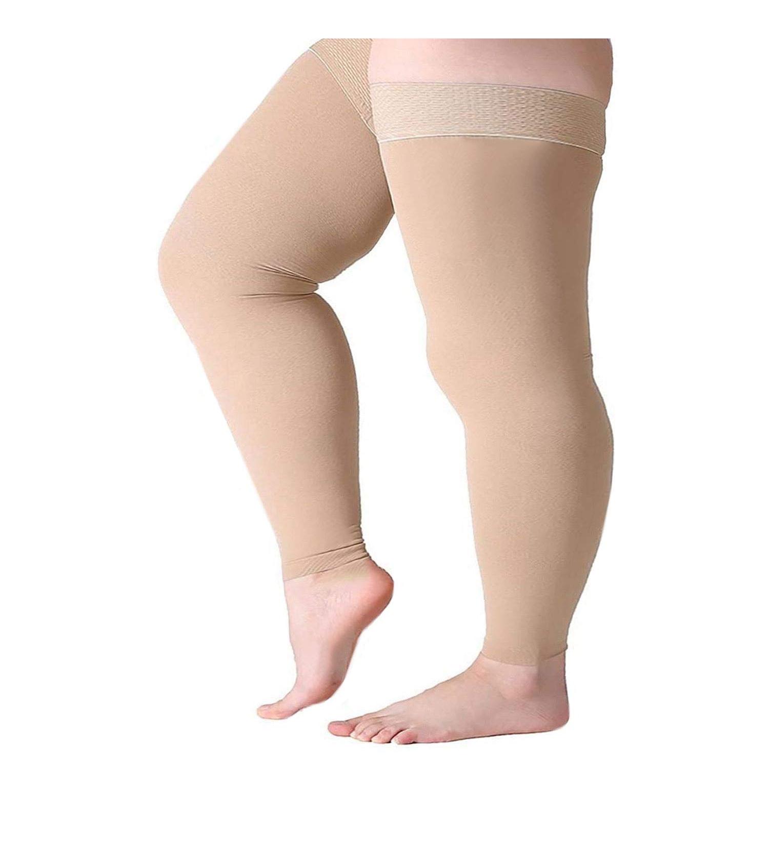 Runee Wide Leg Compression Socks 20-30mmHg for People with Wide Calves and Thighs Beige